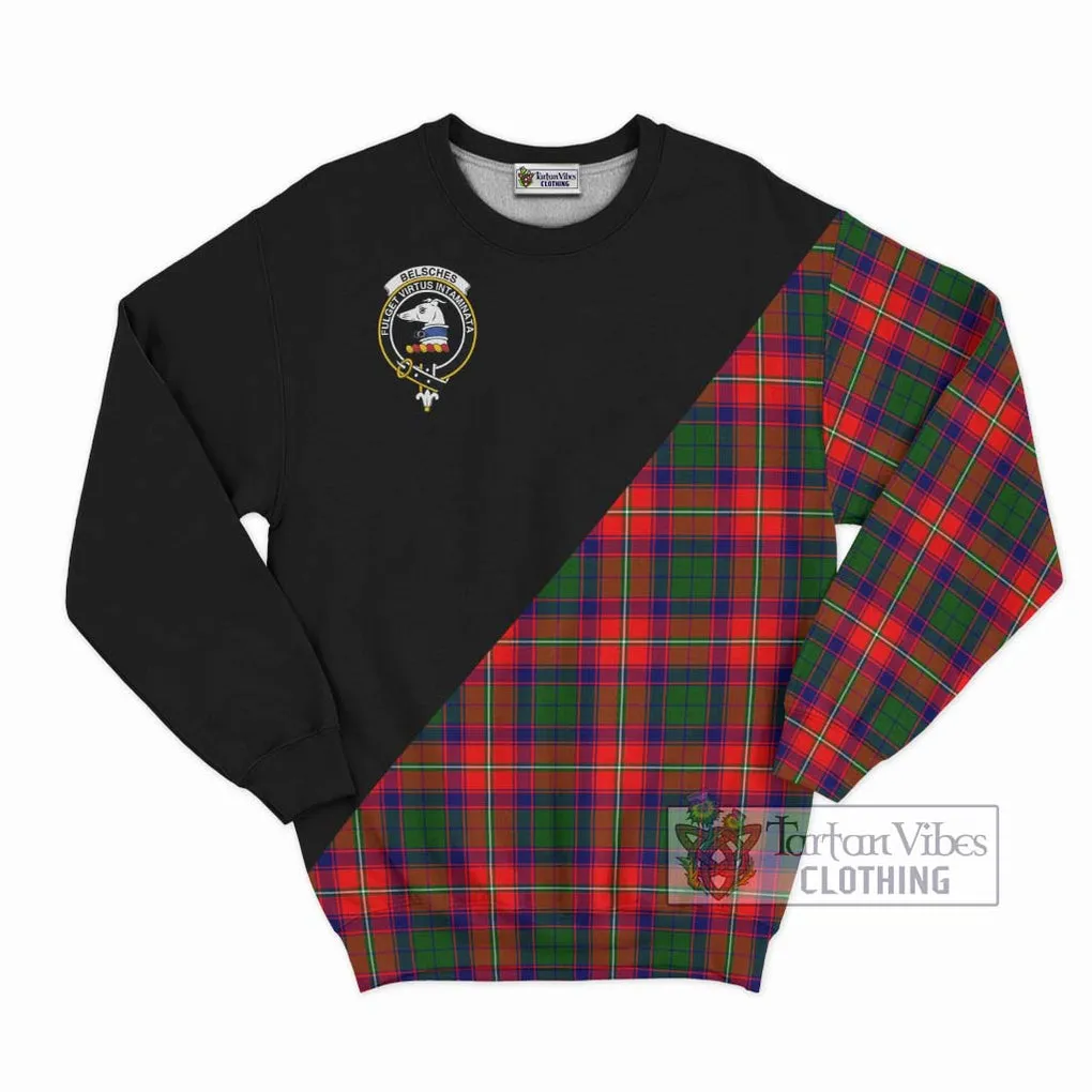 Belsches Tartan Sweatshirt with Family Crest and Military Logo Style