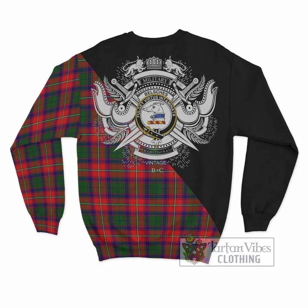 Belsches Tartan Sweatshirt with Family Crest and Military Logo Style