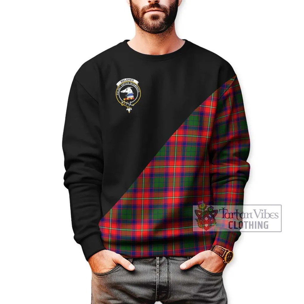 Belshes Tartan Sweatshirt with Family Crest and Military Logo Style