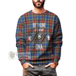 Bethune Tartan Sweatshirt with Family Crest DNA In Me Style