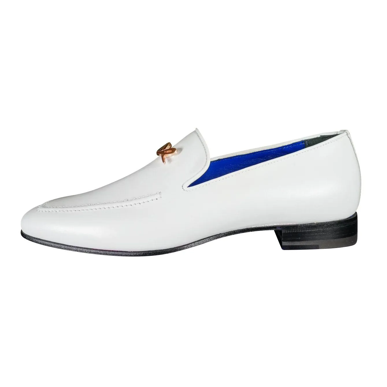 Bianco With Rose Gold Hardware Leather Loafers