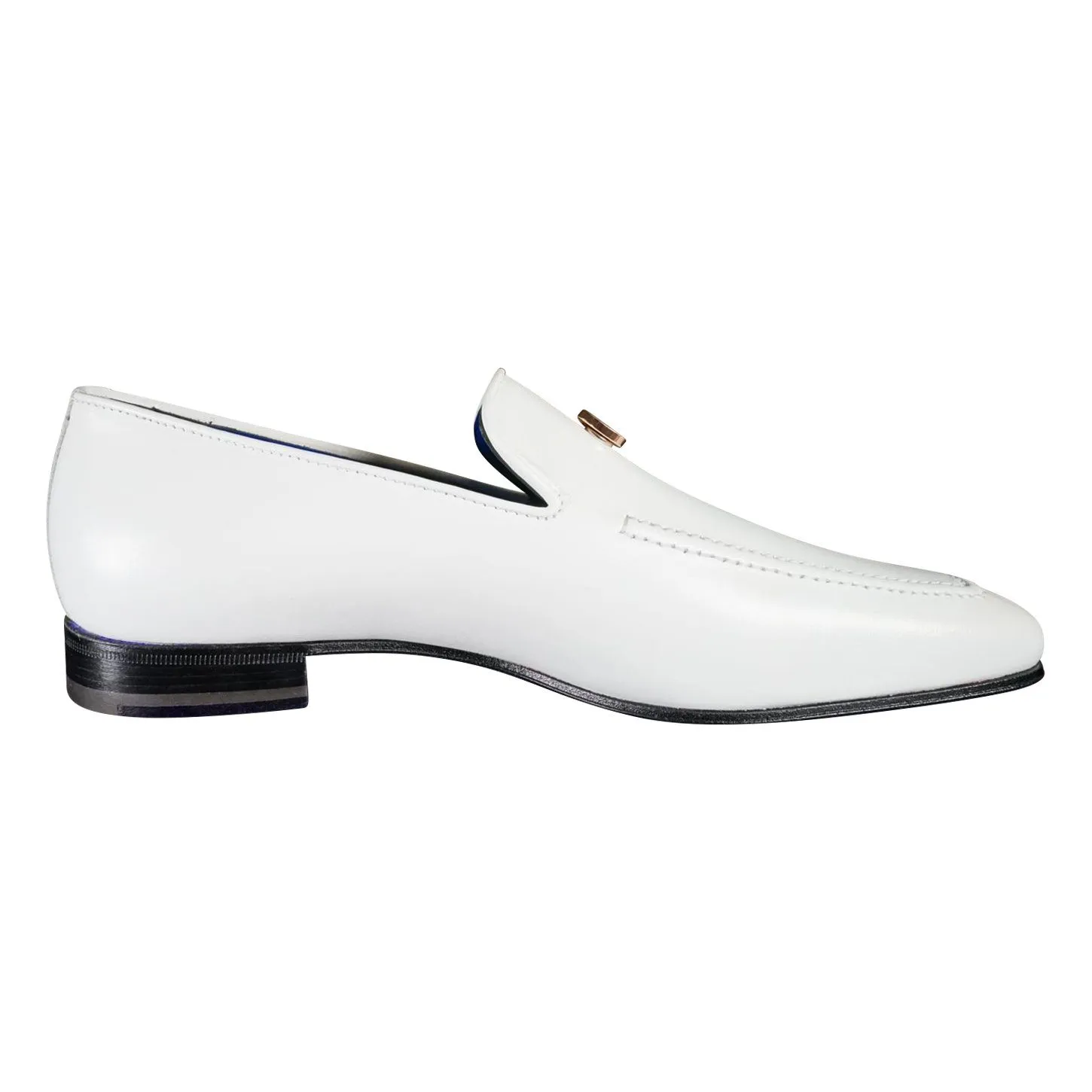 Bianco With Rose Gold Hardware Leather Loafers