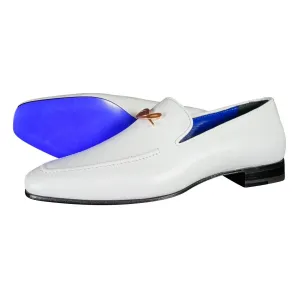 Bianco With Rose Gold Hardware Leather Loafers