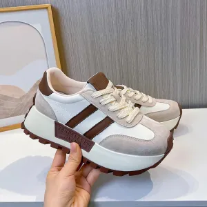 binfenxie  -  Forrest Gump Shoes Female Genuine Leather 2024 Spring New Platform Sneakers Women Casual Trendy Women Board Shoes