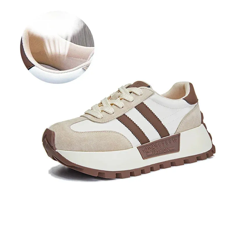 binfenxie  -  Forrest Gump Shoes Female Genuine Leather 2024 Spring New Platform Sneakers Women Casual Trendy Women Board Shoes