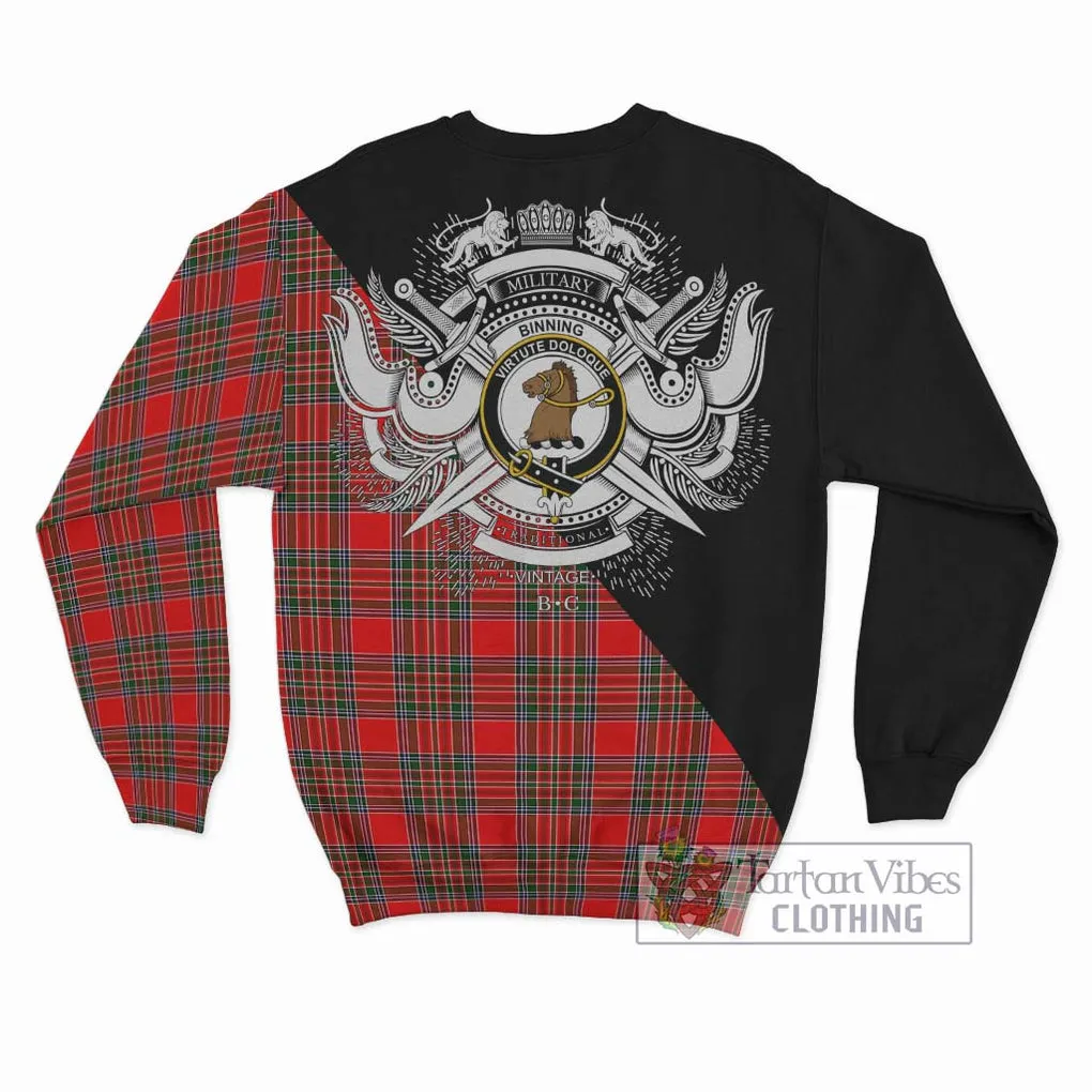 Binning Tartan Sweatshirt with Family Crest and Military Logo Style