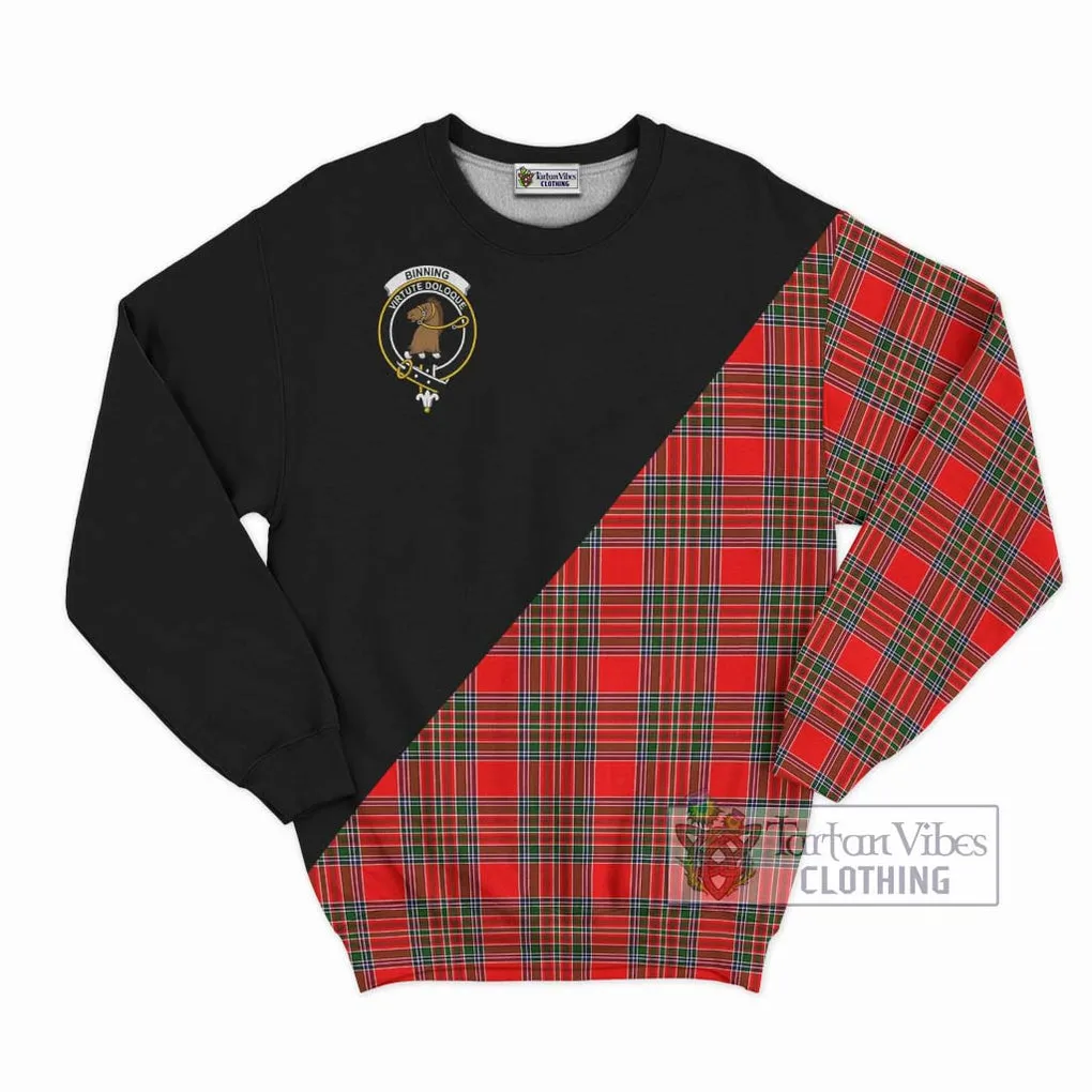 Binning Tartan Sweatshirt with Family Crest and Military Logo Style