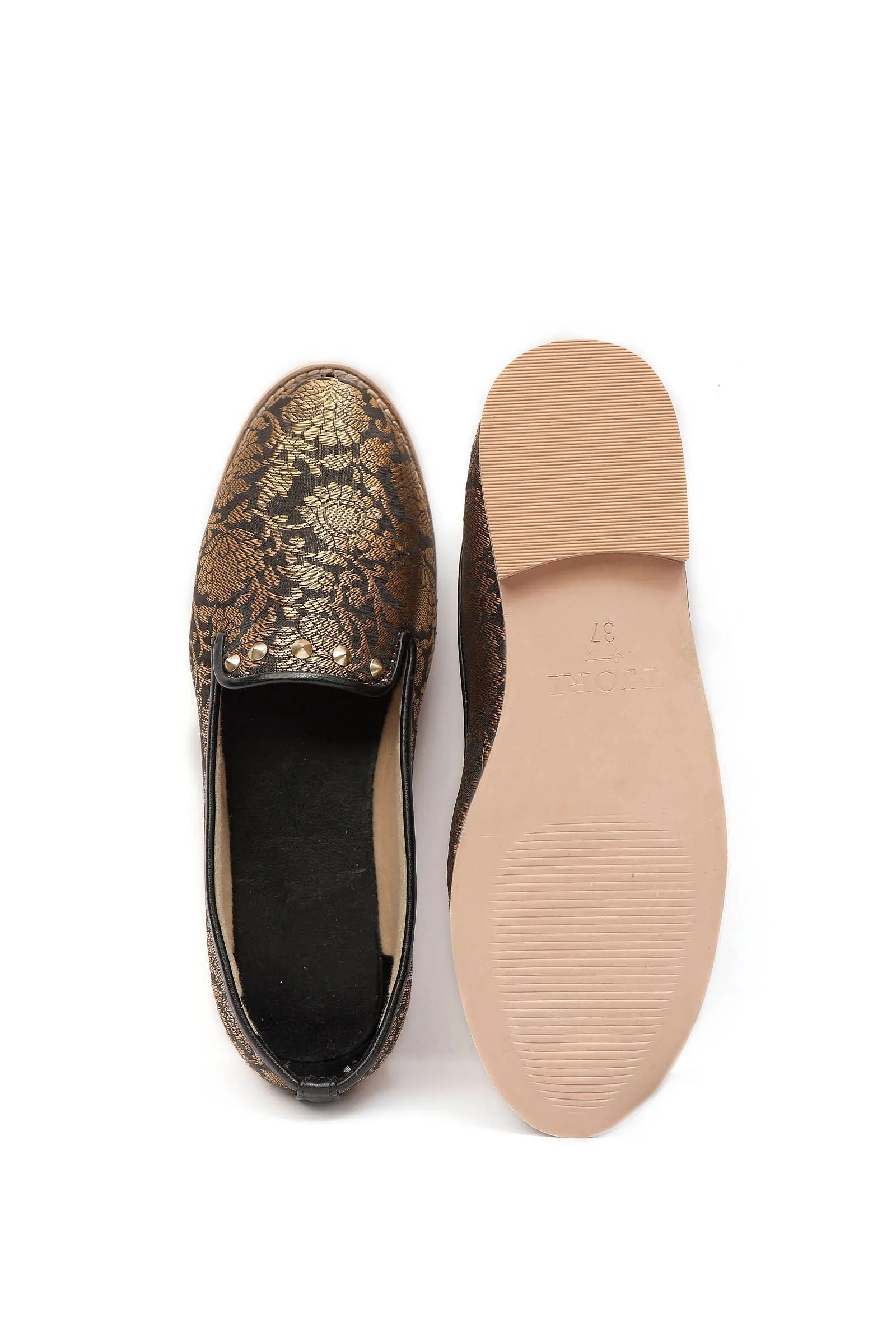 Black Brocade Loafers