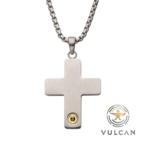 Black Sapphire Matte Steel Cross Pendant