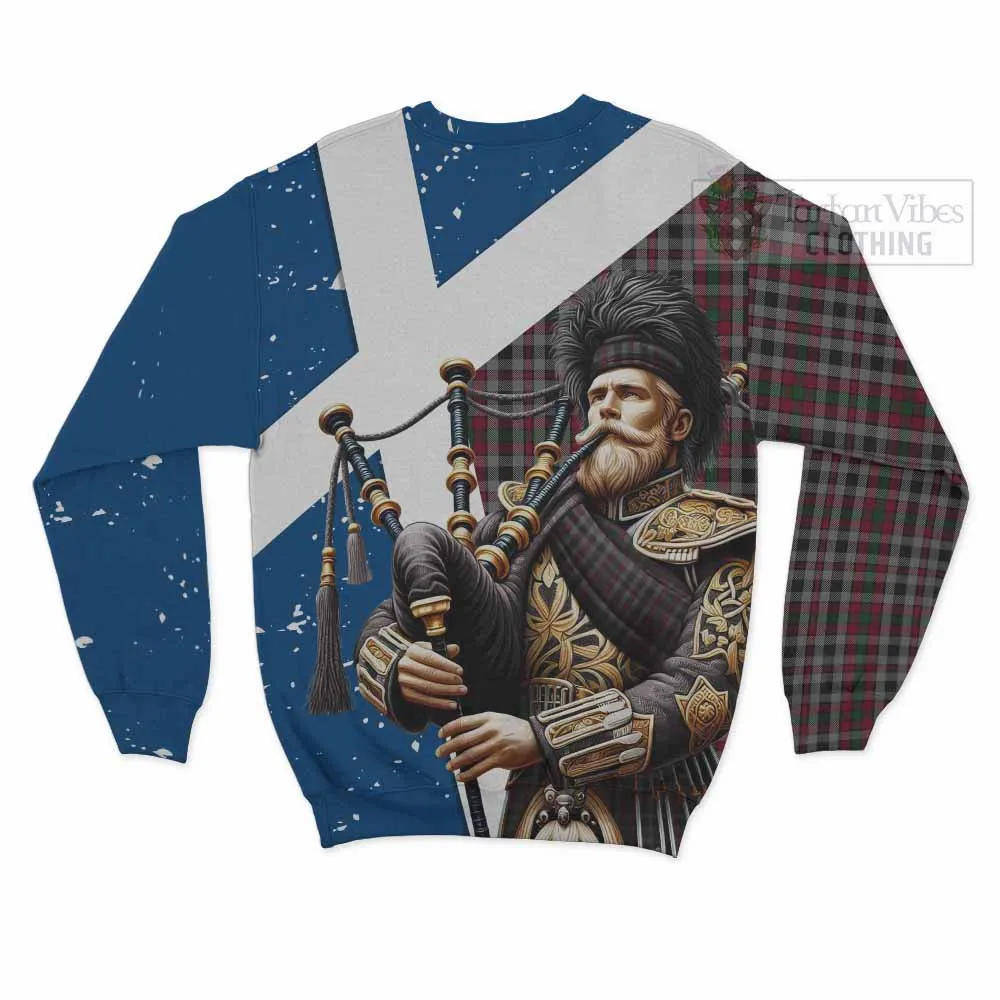 Borthwick Tartan Sweatshirt with Family Crest Scottish Bagpiper Vibes