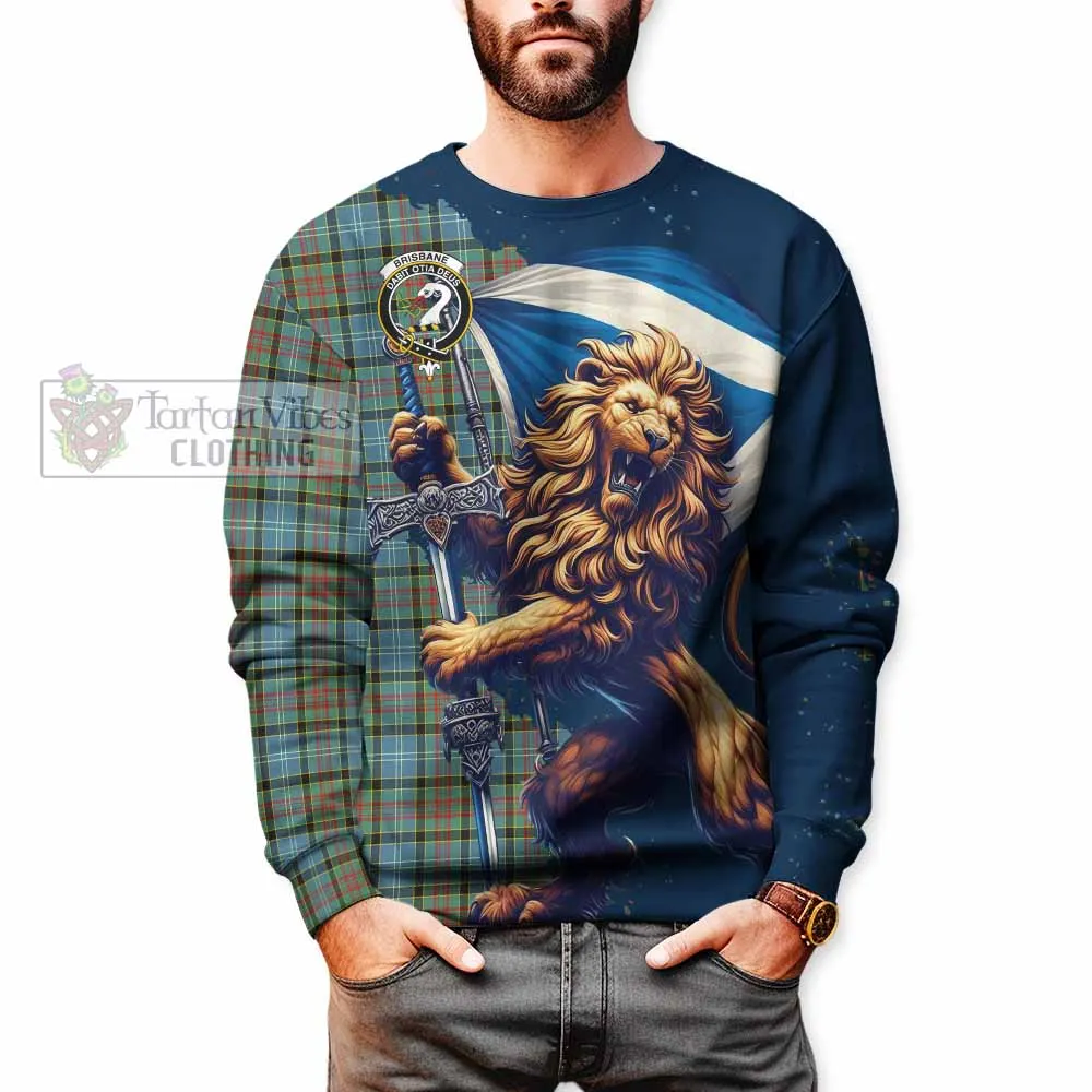 Brisbane Tartan Family Crest Sweatshirt with Scottish Majestic Lion