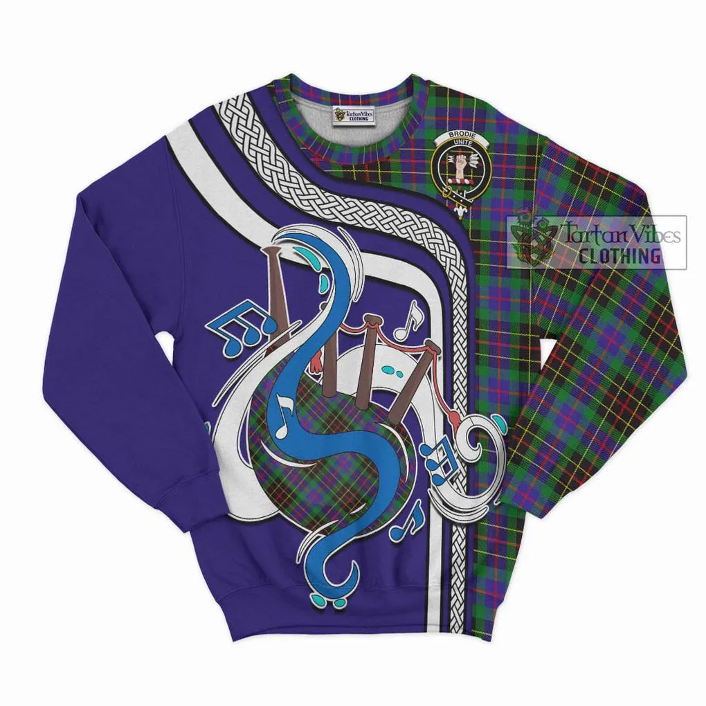 Brodie Hunting Modern Tartan Sweatshirt with Epic Bagpipe Style