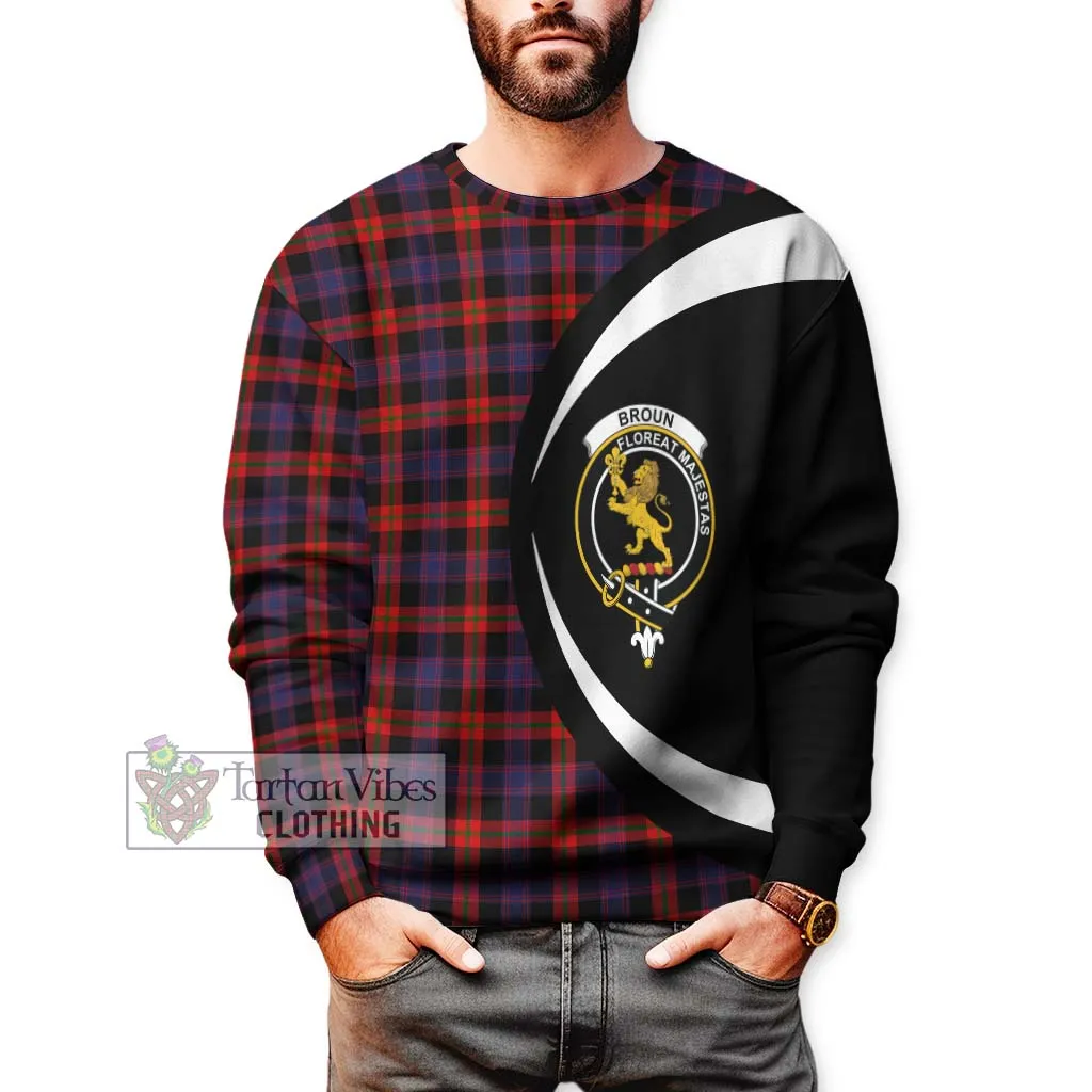 Broun Modern Tartan Sweatshirt with Family Crest Circle Style