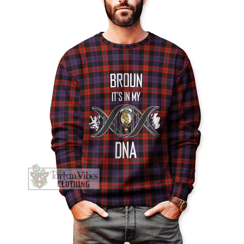 Broun Modern Tartan Sweatshirt with Family Crest DNA In Me Style