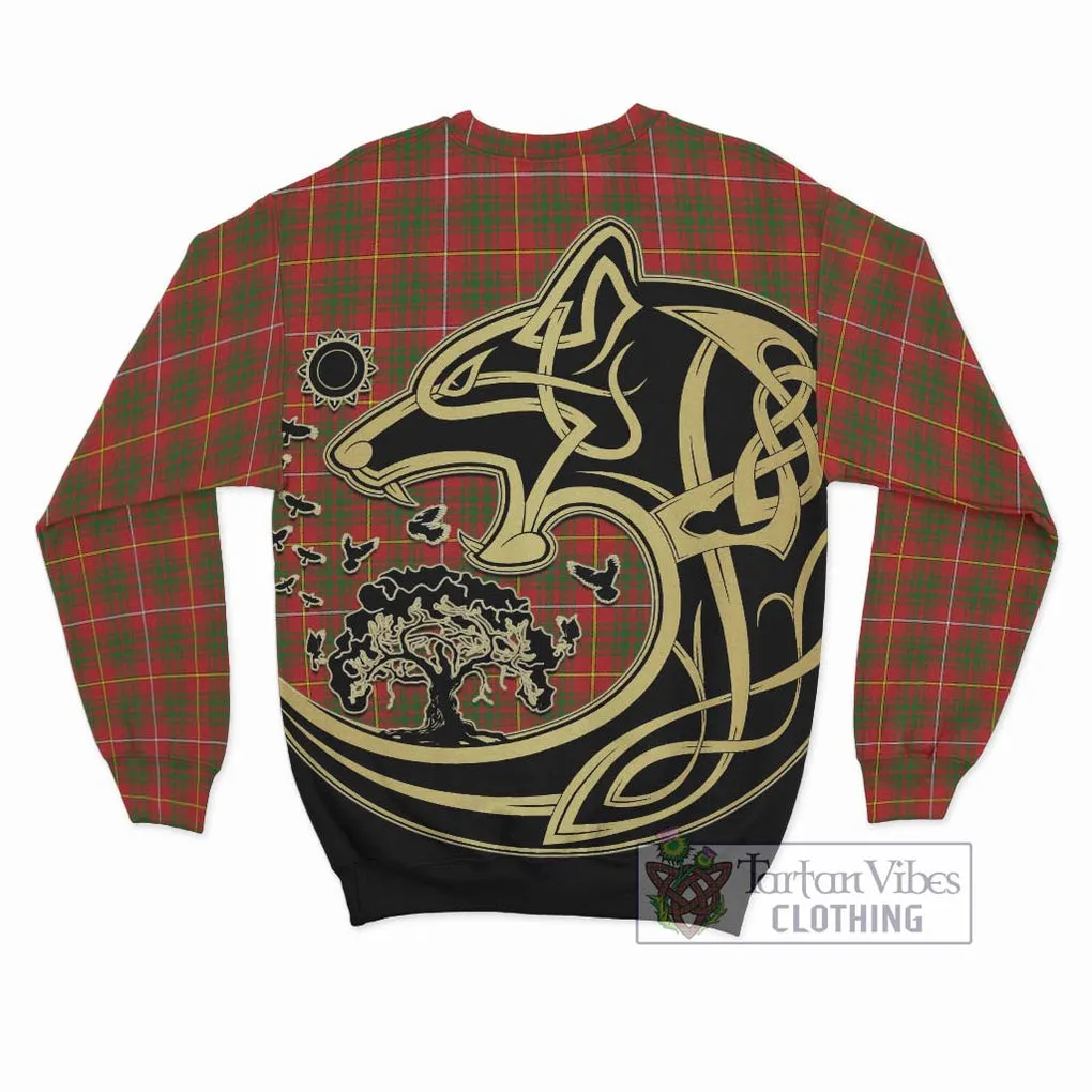 Bruce Modern Tartan Sweatshirt with Family Crest Celtic Wolf Style