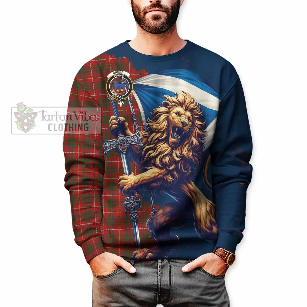 Bruce Tartan Family Crest Sweatshirt with Scottish Majestic Lion