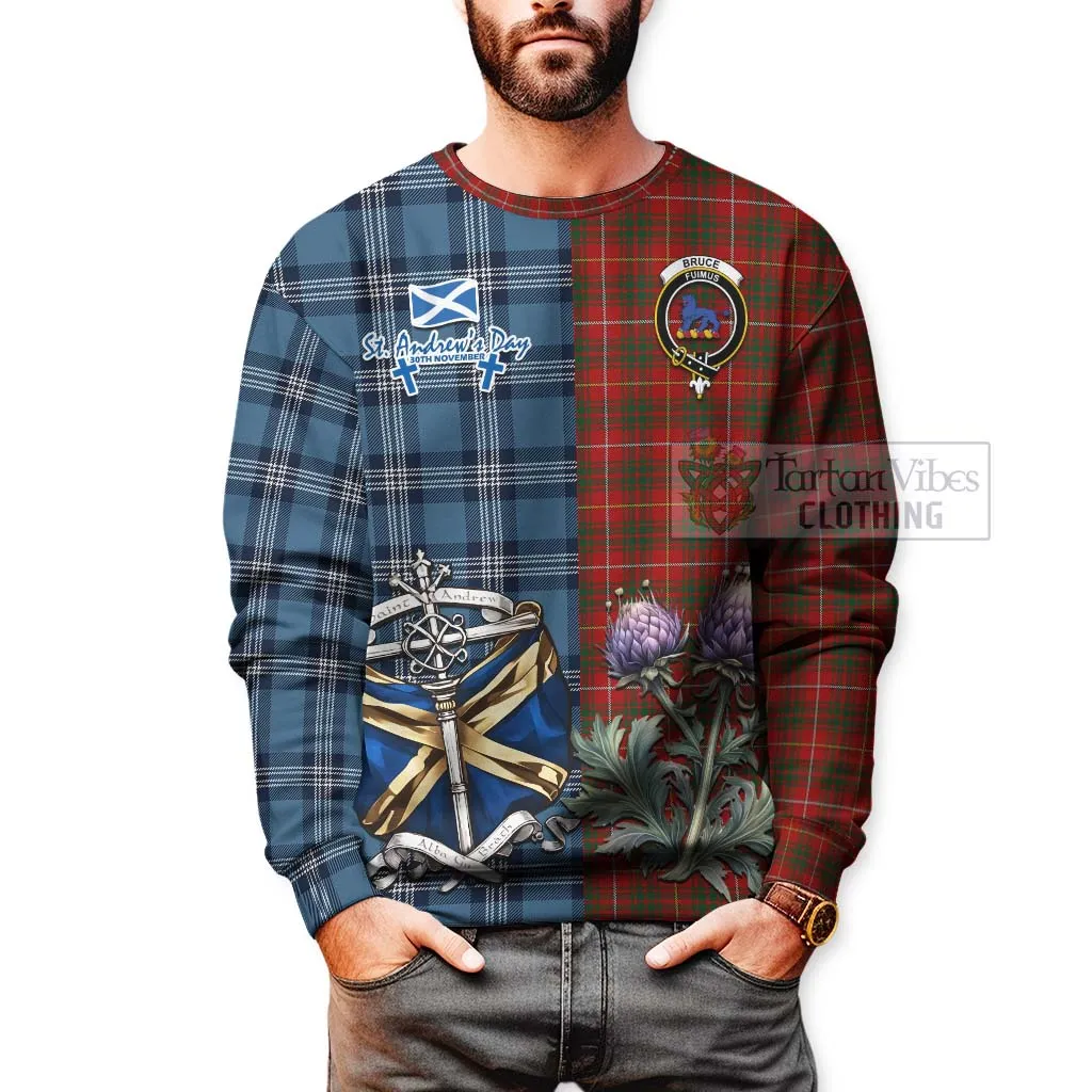 Bruce Tartan Sweatshirt Happy St. Andrew's Day Half Tartan Style