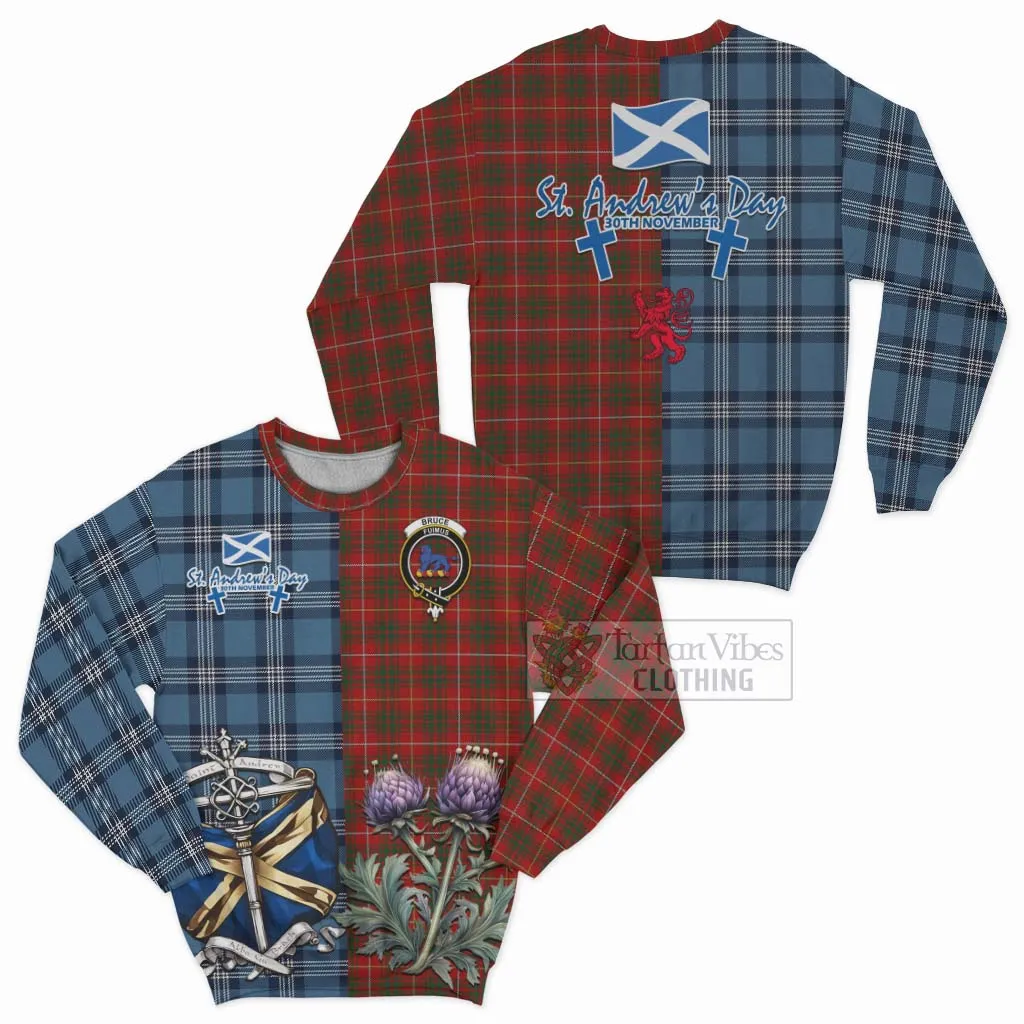 Bruce Tartan Sweatshirt Happy St. Andrew's Day Half Tartan Style