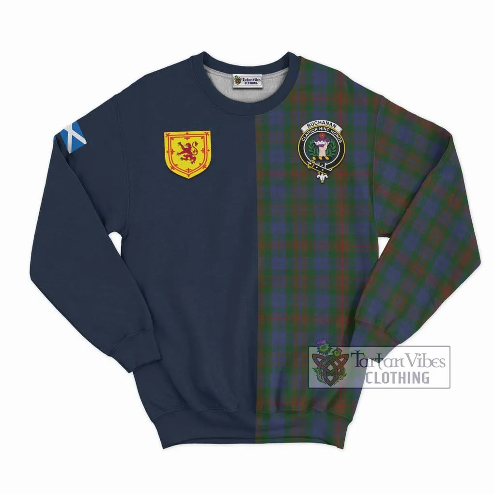 Buchanan Hunting Tartan Sweatshirt Alba with Scottish Lion Royal Arm Half Style