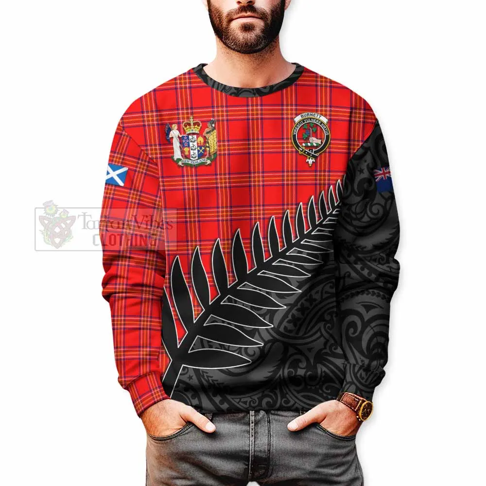 Burnett Crest Tartan Sweatshirt with New Zealand Silver Fern Half Style