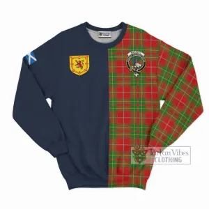 Burnett Tartan Sweatshirt Alba with Scottish Lion Royal Arm Half Style