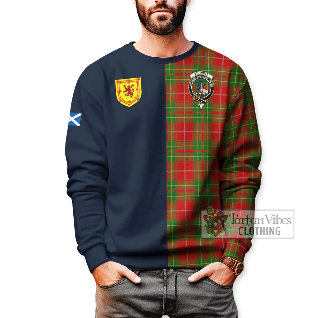 Burnett Tartan Sweatshirt Alba with Scottish Lion Royal Arm Half Style