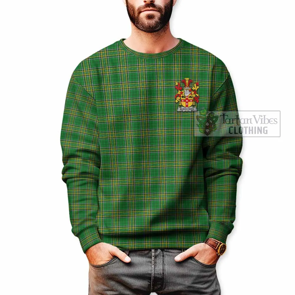 Burrowes Irish Clan Tartan Sweatshirt with Coat of Arms