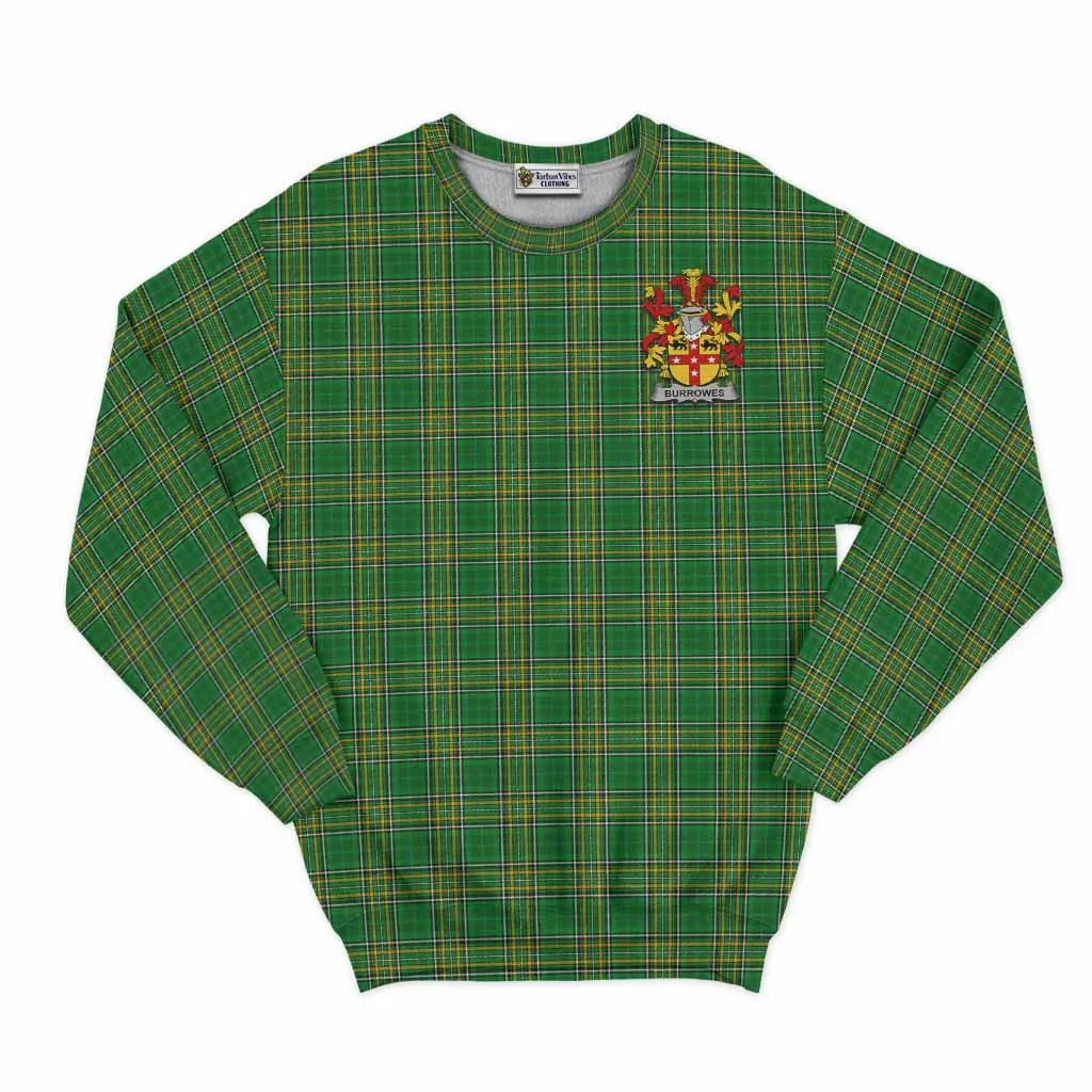 Burrowes Irish Clan Tartan Sweatshirt with Coat of Arms