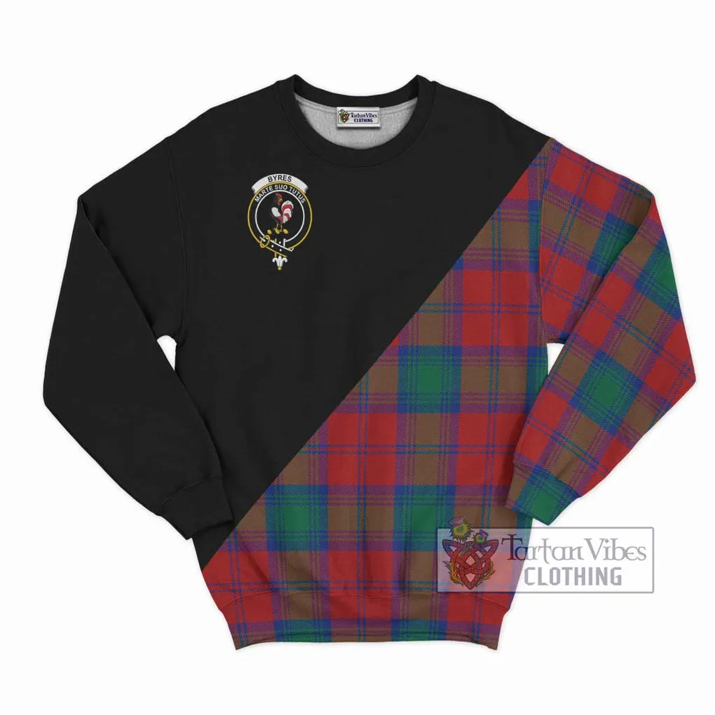 Byres (Byses) Tartan Sweatshirt with Family Crest and Military Logo Style