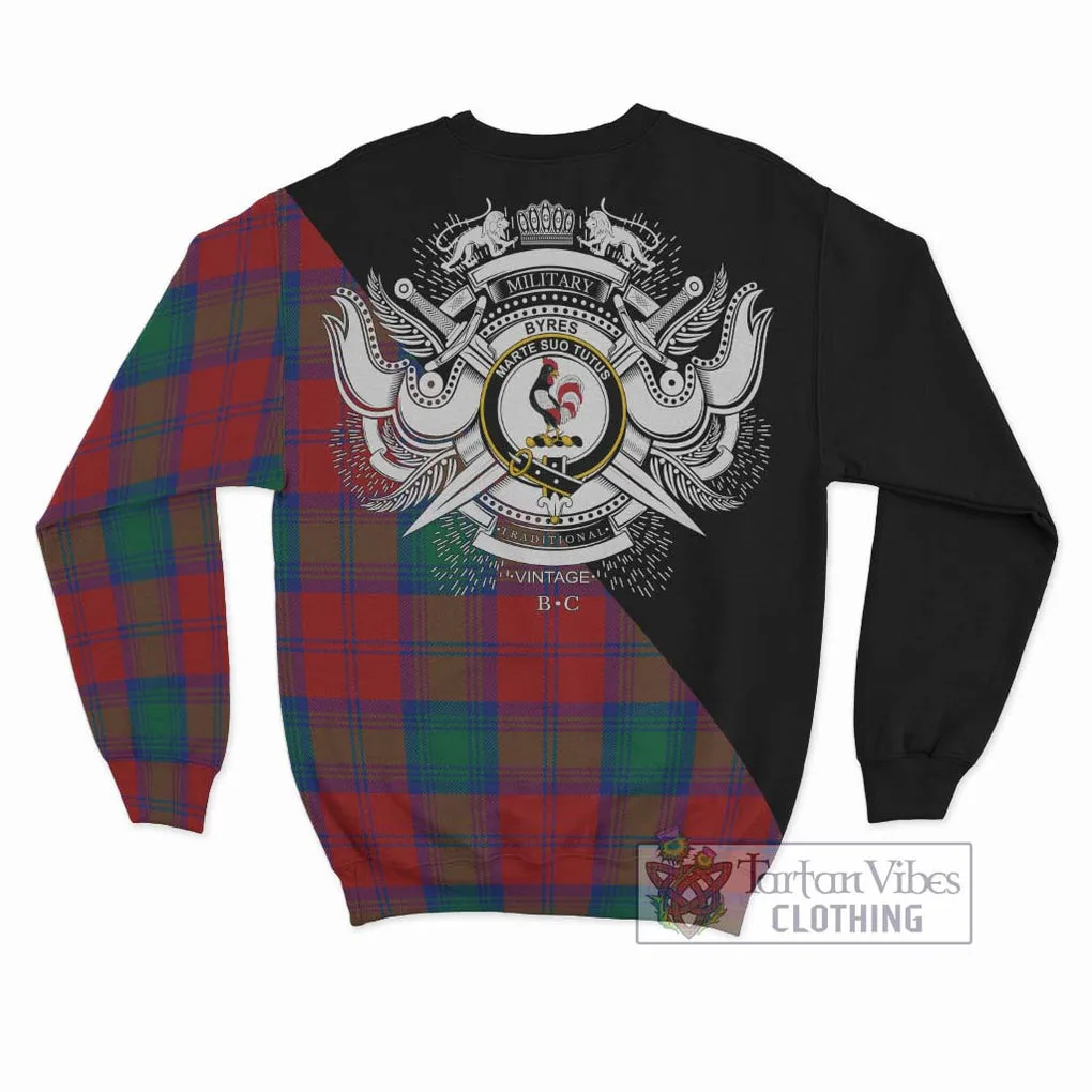 Byres (Byses) Tartan Sweatshirt with Family Crest and Military Logo Style