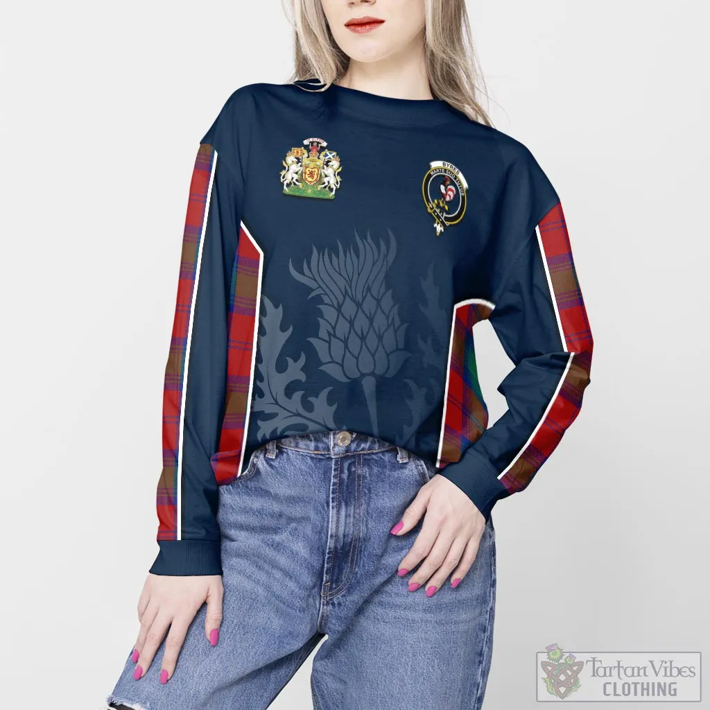 Byres (Byses) Tartan Sweatshirt with Family Crest and Scottish Thistle Vibes Sport Style