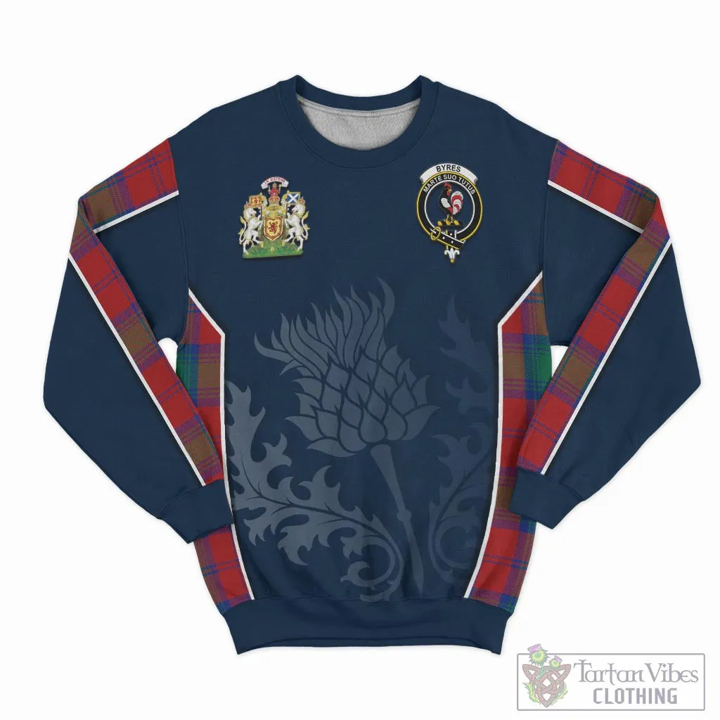 Byres (Byses) Tartan Sweatshirt with Family Crest and Scottish Thistle Vibes Sport Style