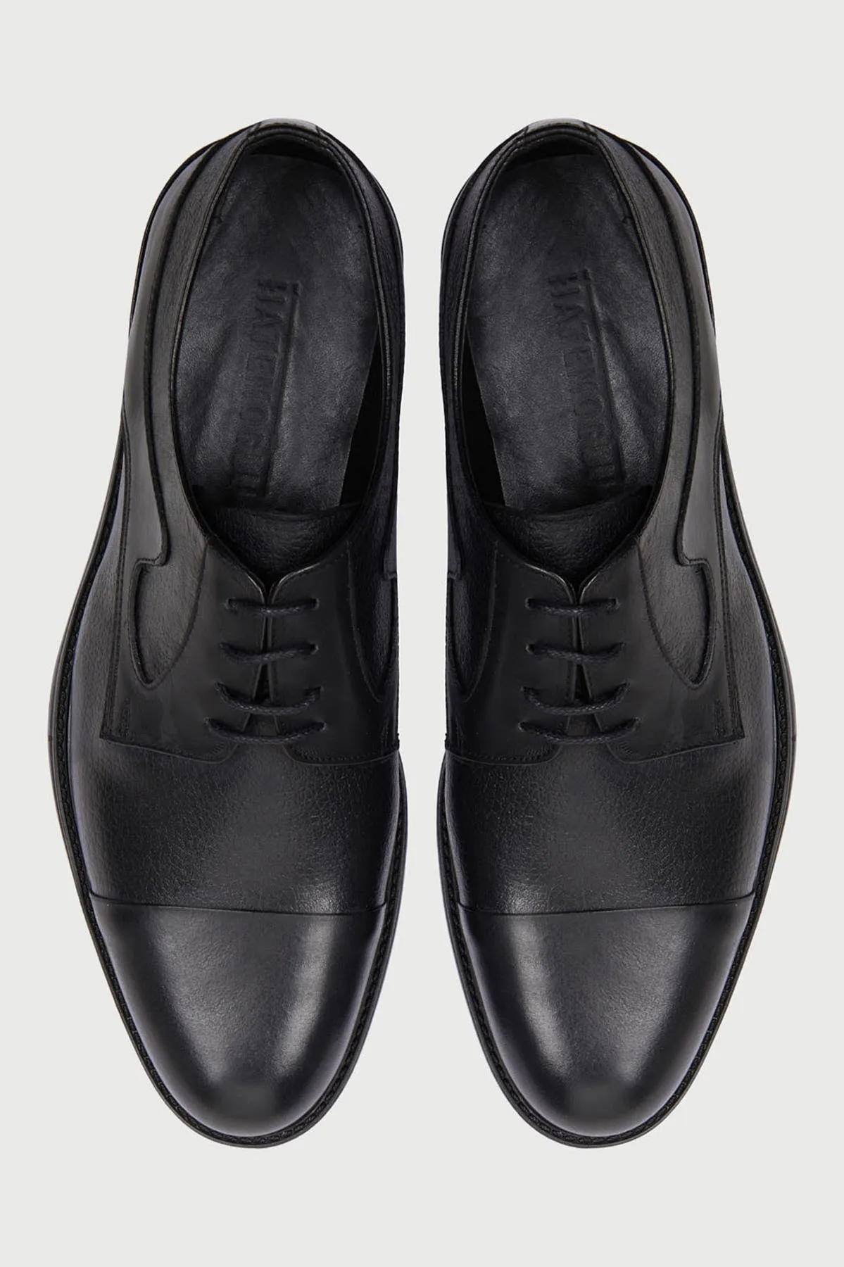 Classic 100% Genuine Leather Black Aniline Lace-Up Shoes