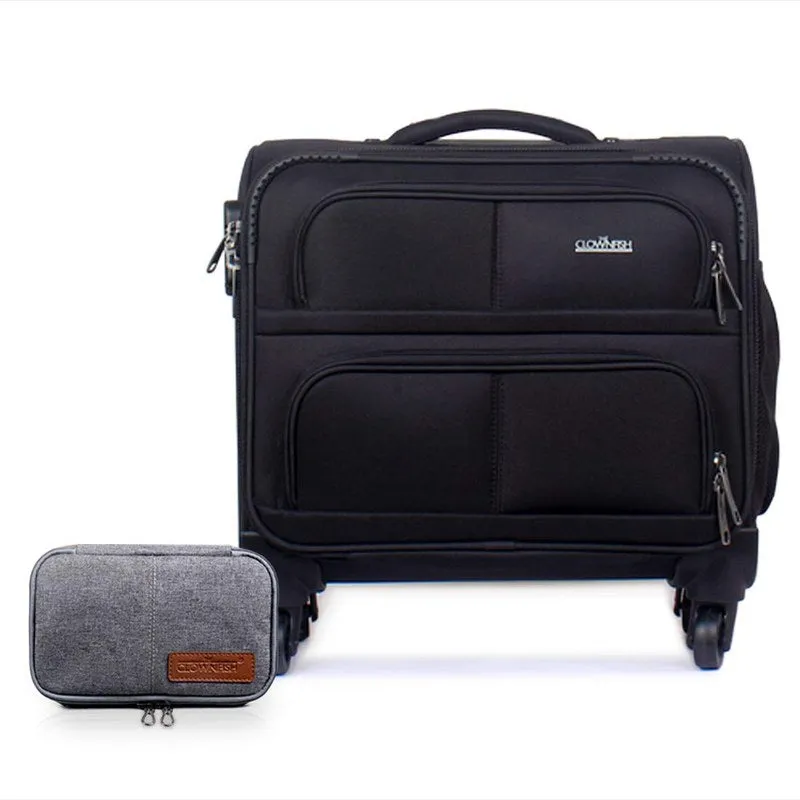 Combo: Wanderer Laptop Trolley & Crocodila Duffle Bag - 44cm Roller Case | 27 LTR | Jet Black & Dark Brown