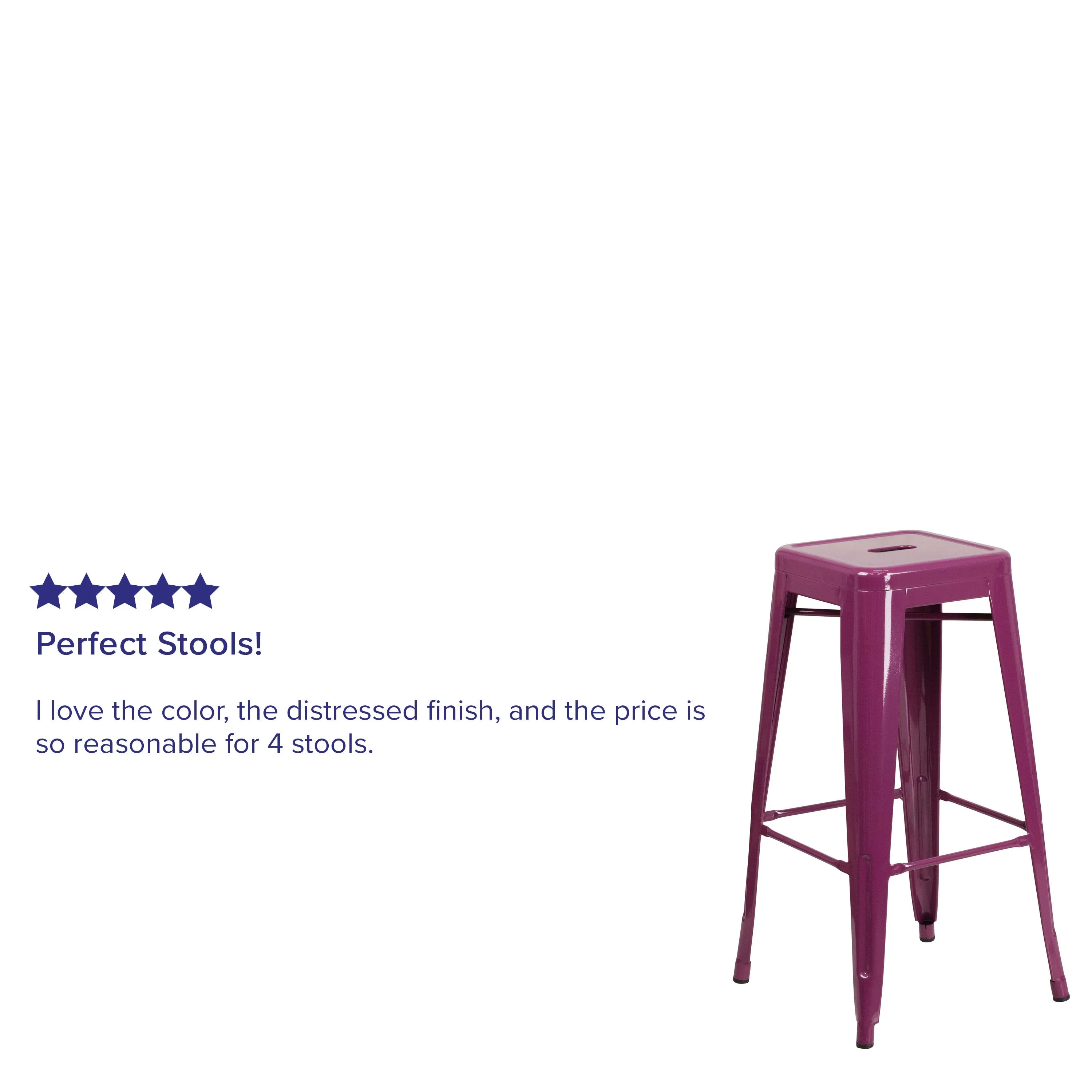 Commercial Grade 30" High Backless Metal Indoor-Outdoor Barstool with Square Seat