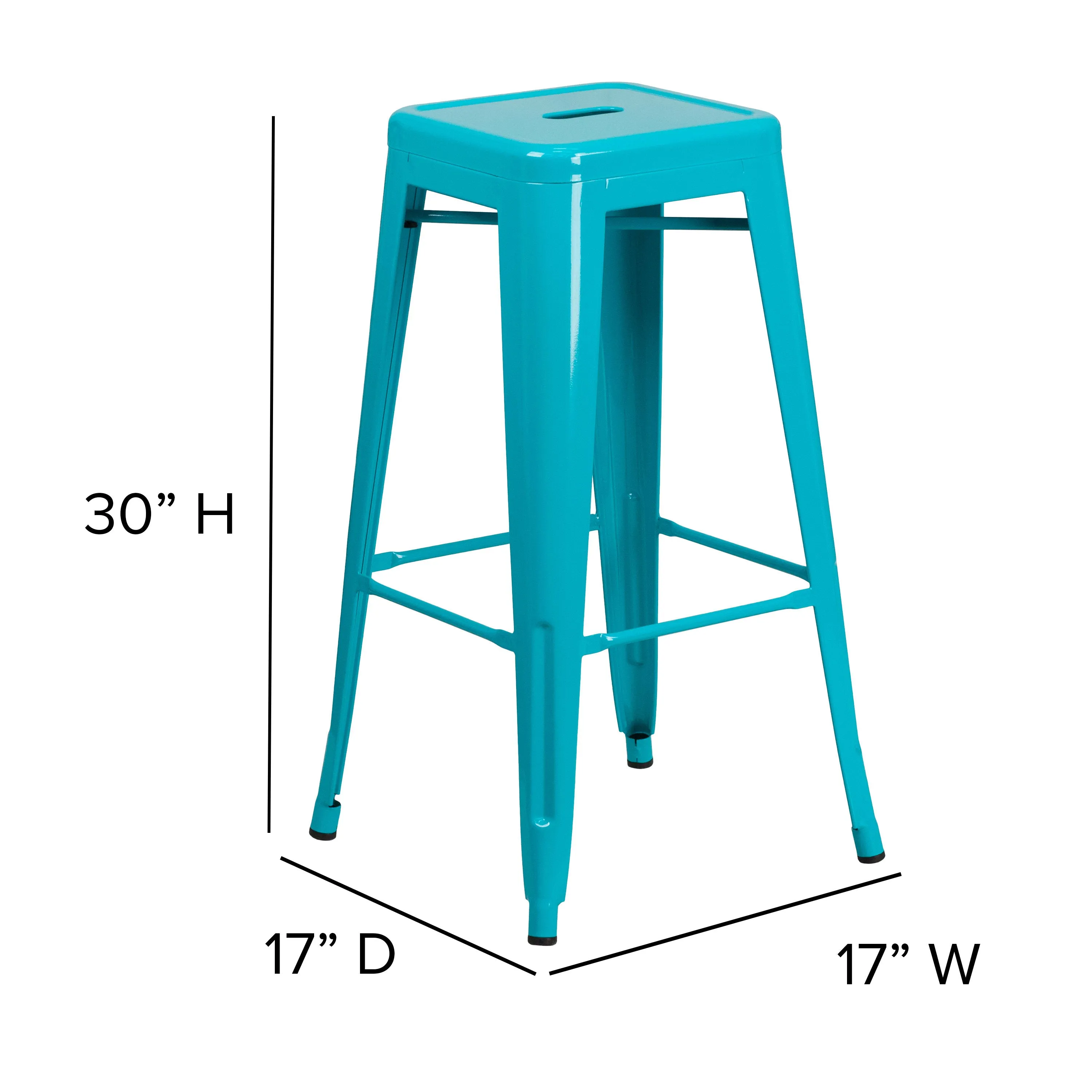 Commercial Grade 30" High Backless Metal Indoor-Outdoor Barstool with Square Seat