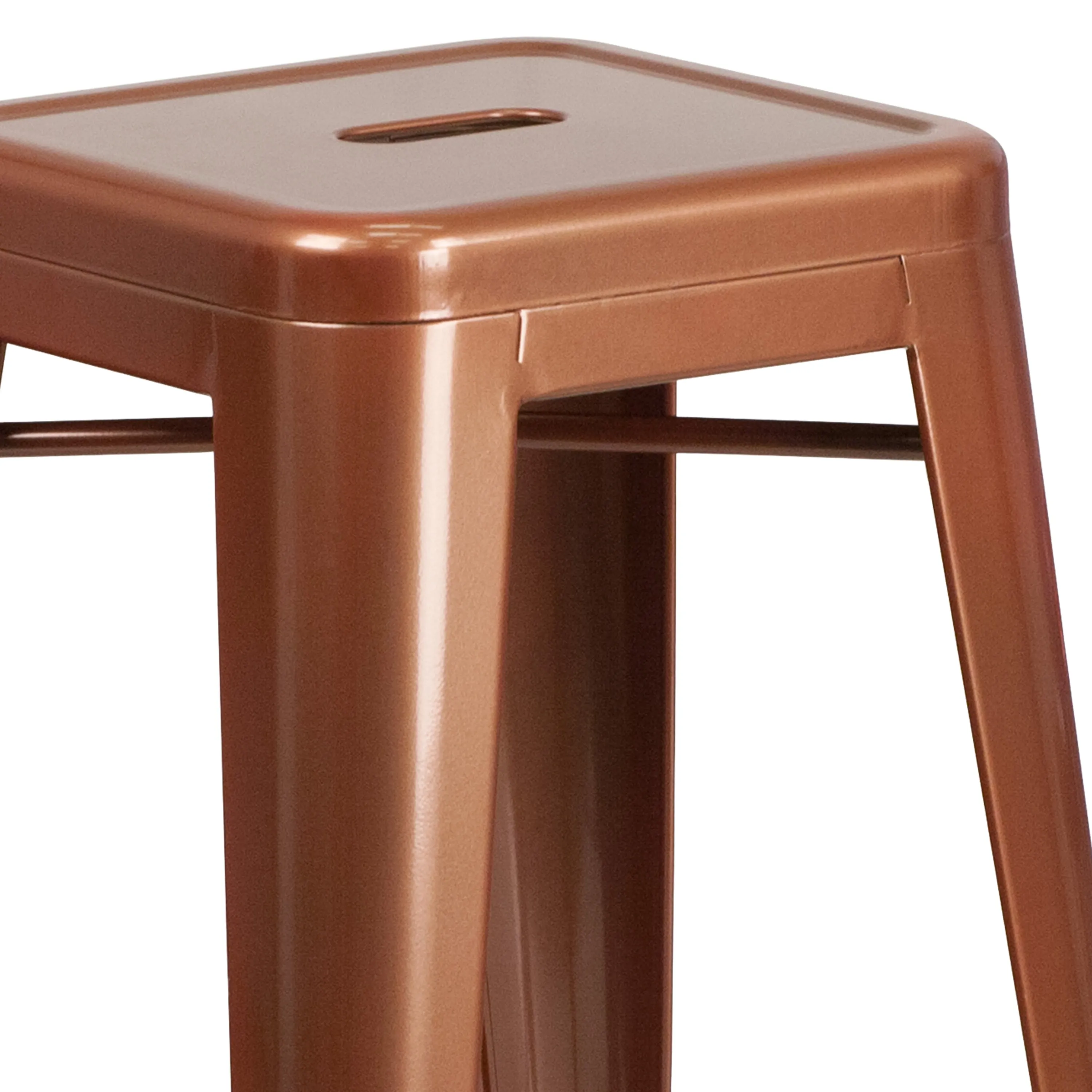 Commercial Grade 30" High Backless Metal Indoor-Outdoor Barstool with Square Seat