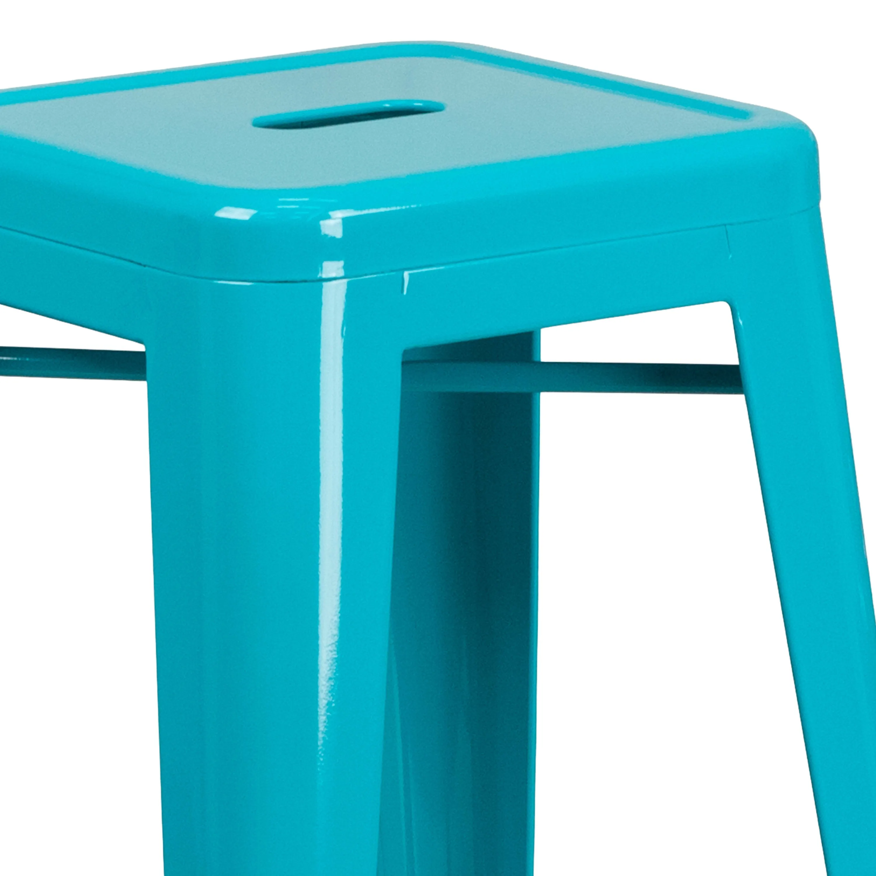 Commercial Grade 30" High Backless Metal Indoor-Outdoor Barstool with Square Seat