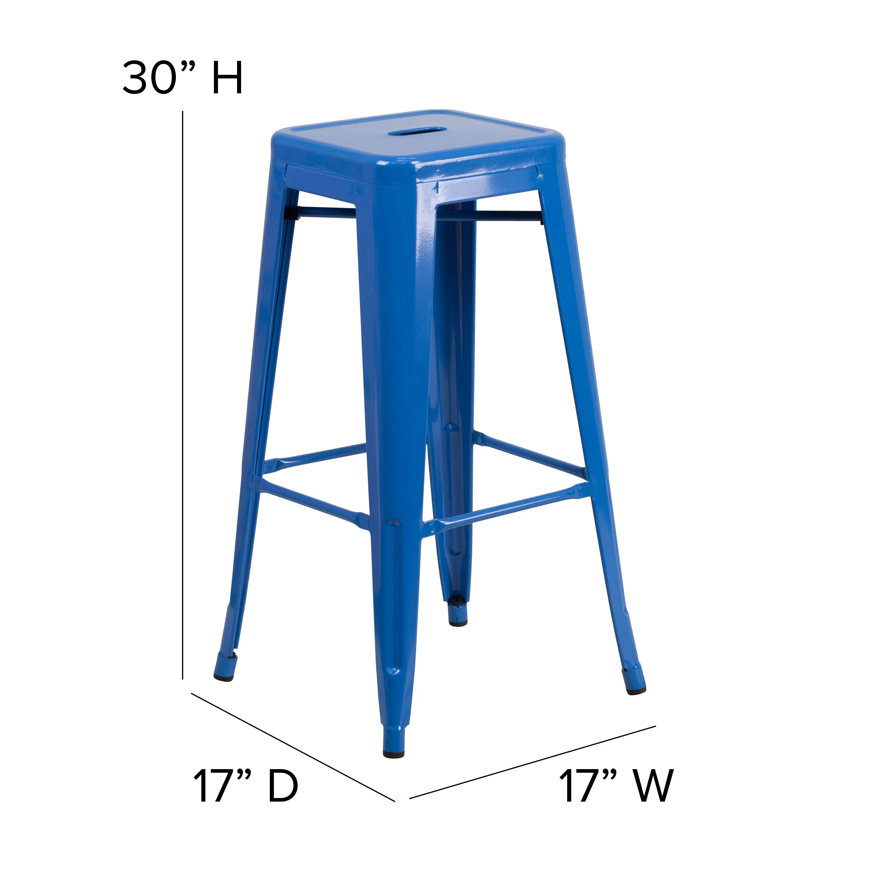 Commercial Grade 30" High Backless Metal Indoor-Outdoor Barstool with Square Seat