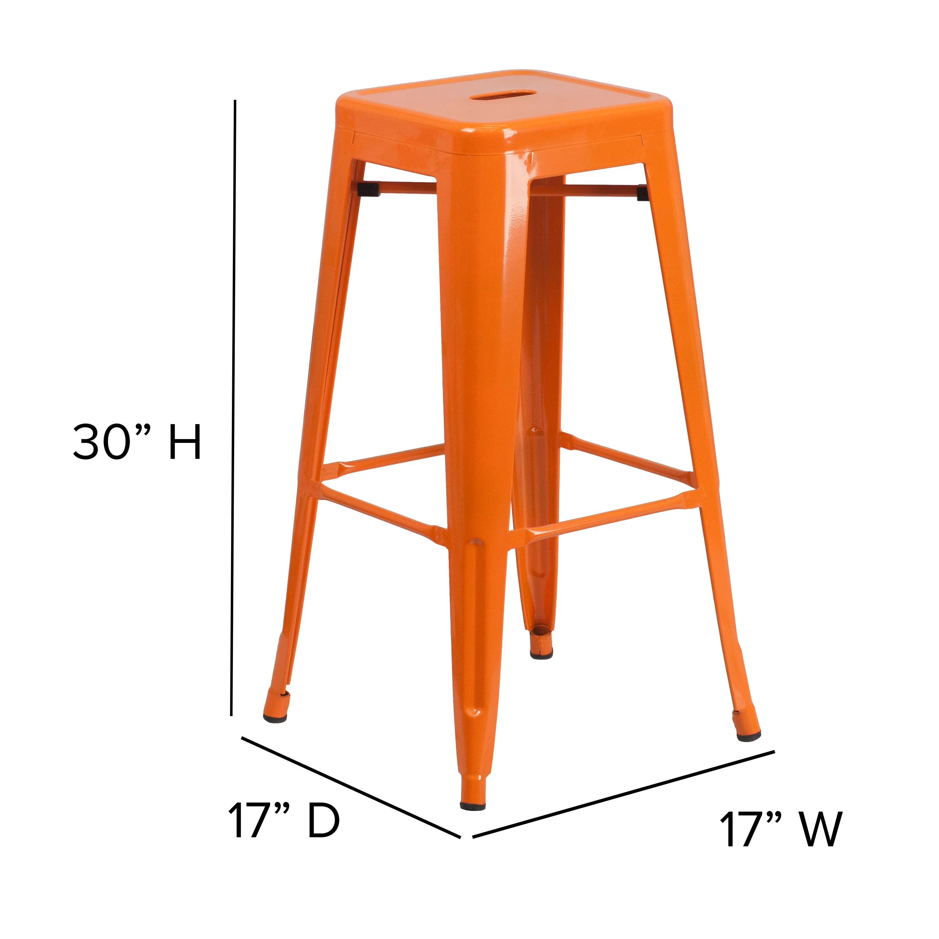 Commercial Grade 30" High Backless Metal Indoor-Outdoor Barstool with Square Seat