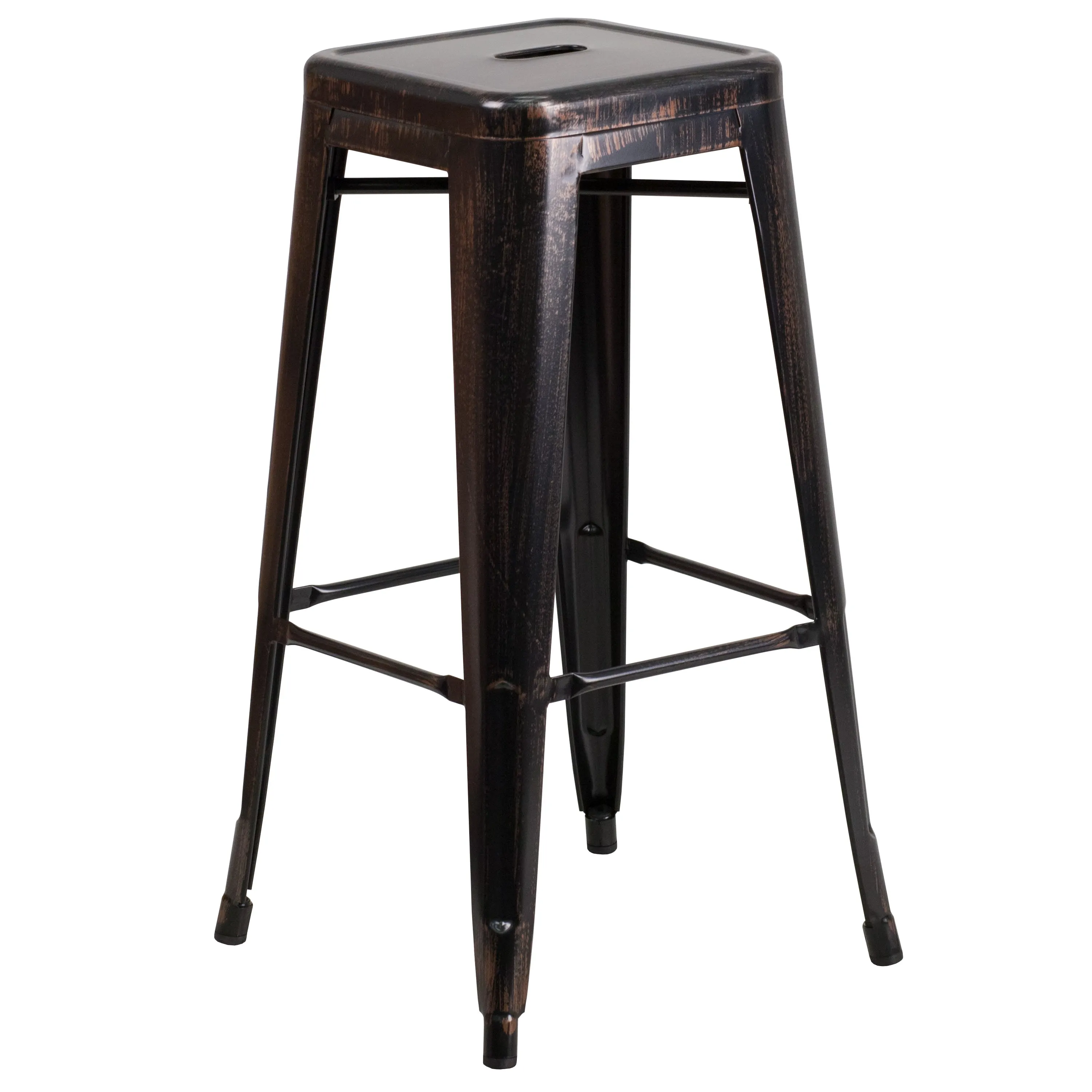 Commercial Grade 30" High Backless Metal Indoor-Outdoor Barstool with Square Seat