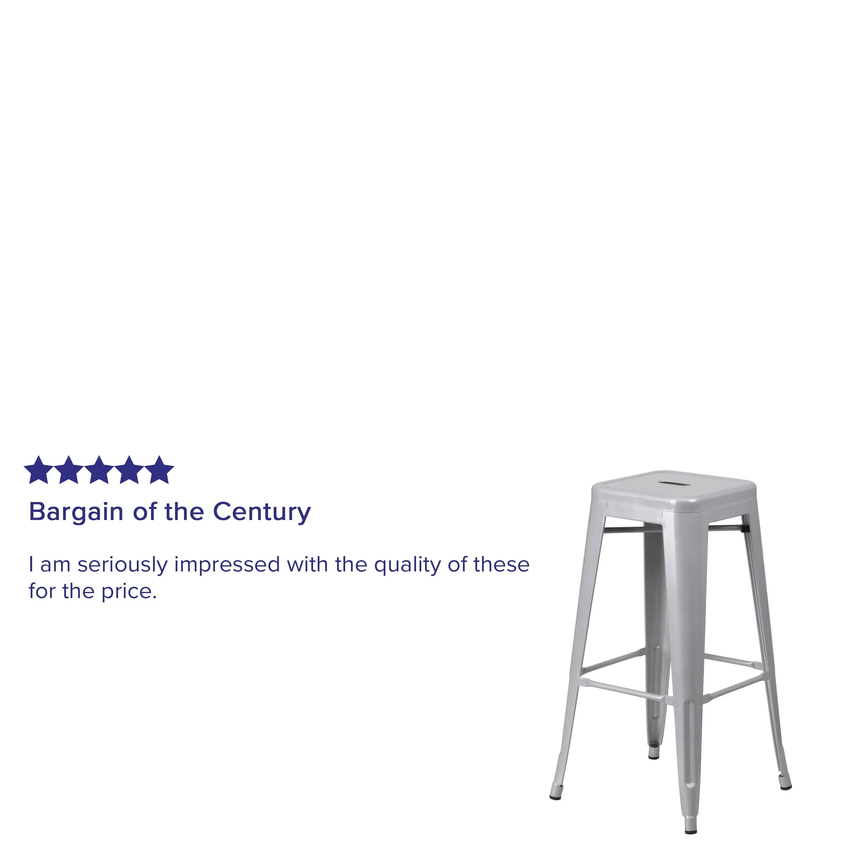 Commercial Grade 30" High Backless Metal Indoor-Outdoor Barstool with Square Seat