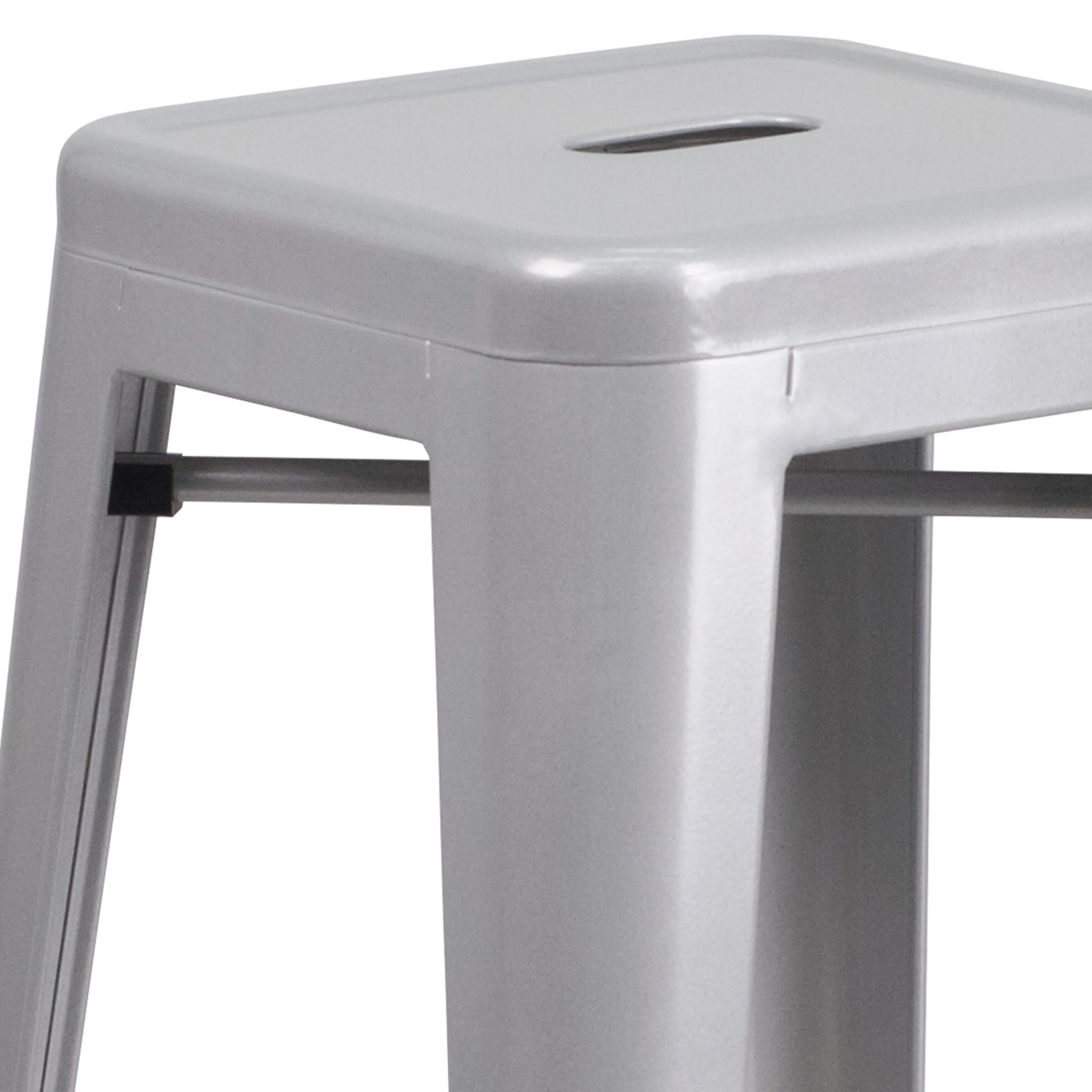 Commercial Grade 30" High Backless Metal Indoor-Outdoor Barstool with Square Seat