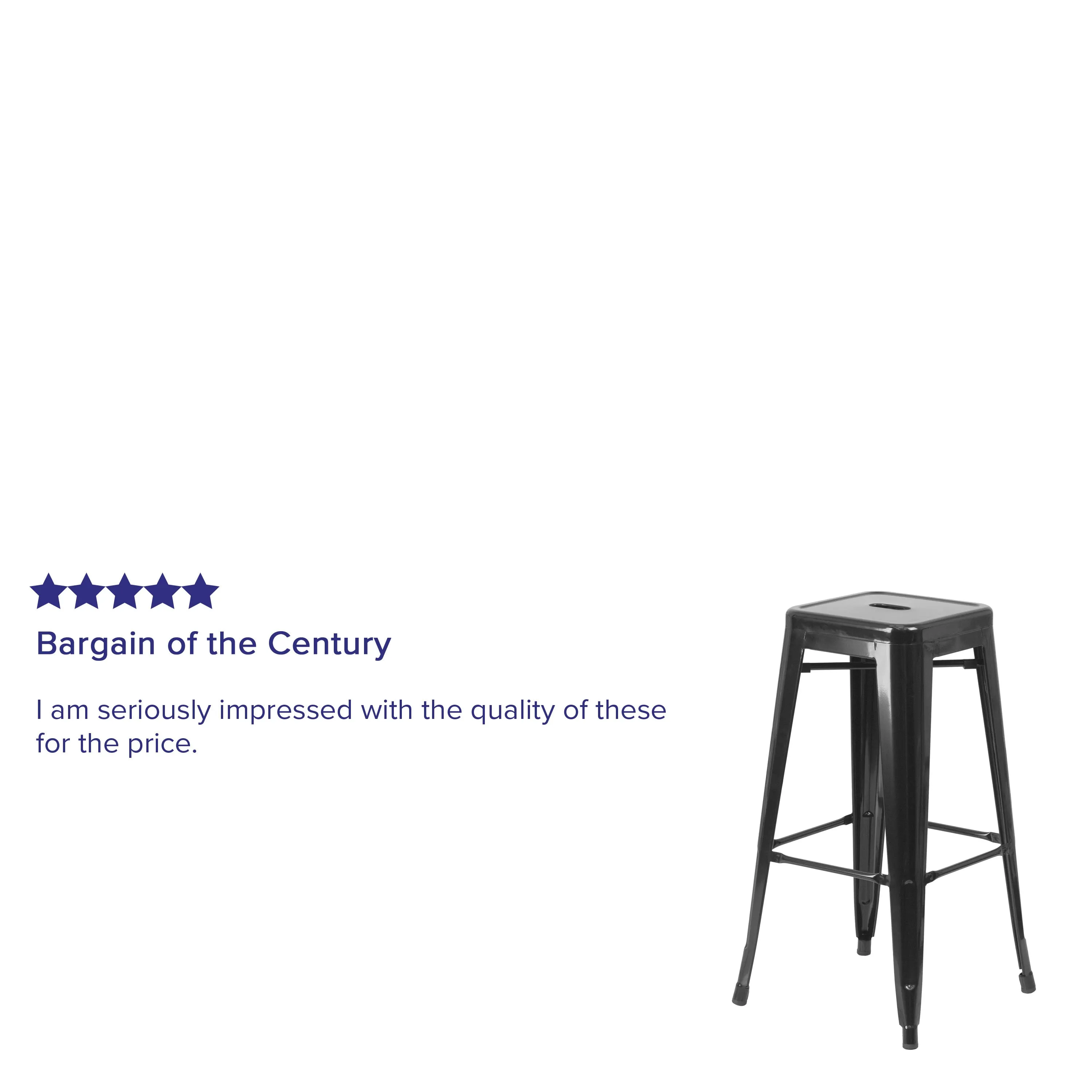 Commercial Grade 30" High Backless Metal Indoor-Outdoor Barstool with Square Seat