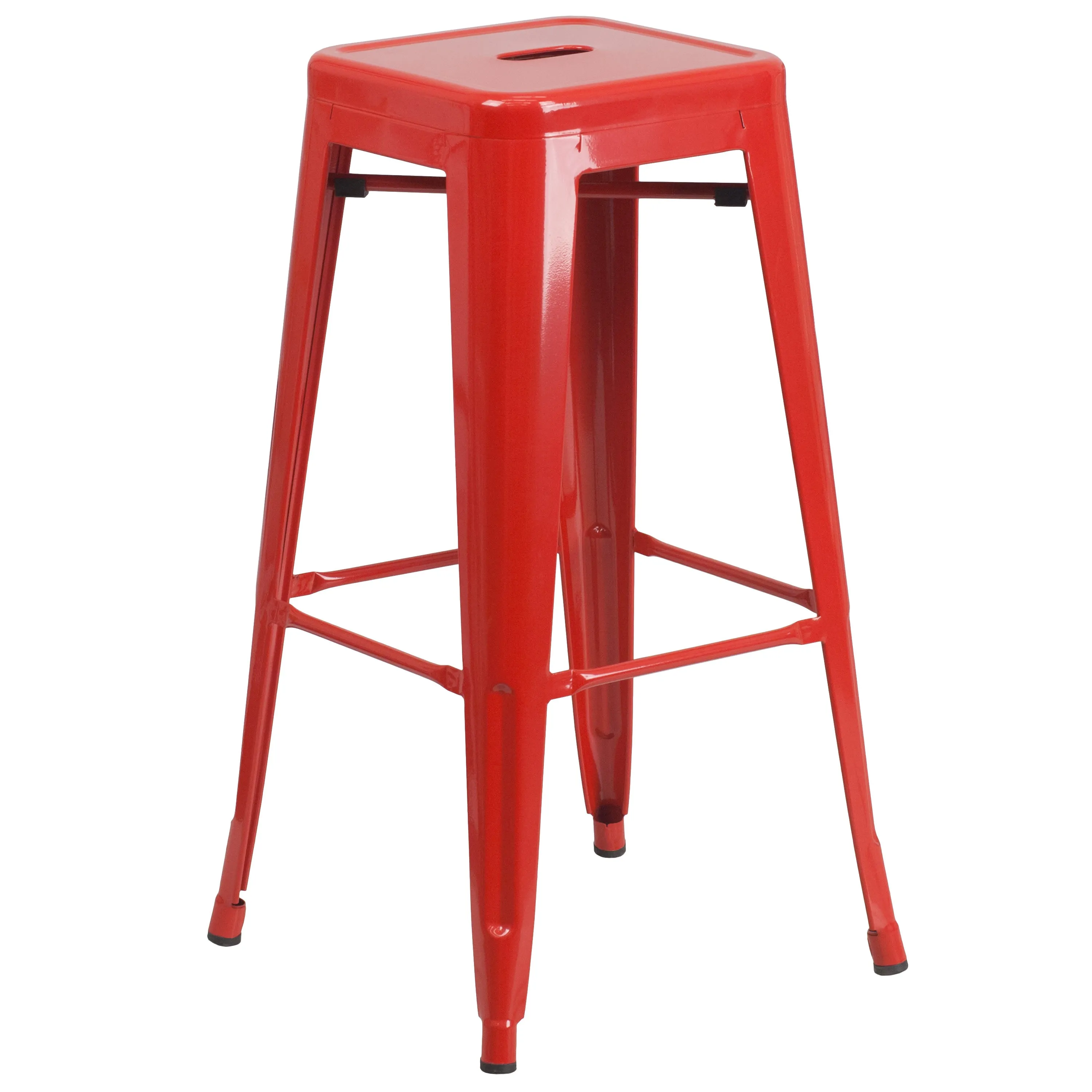 Commercial Grade 30" High Backless Metal Indoor-Outdoor Barstool with Square Seat