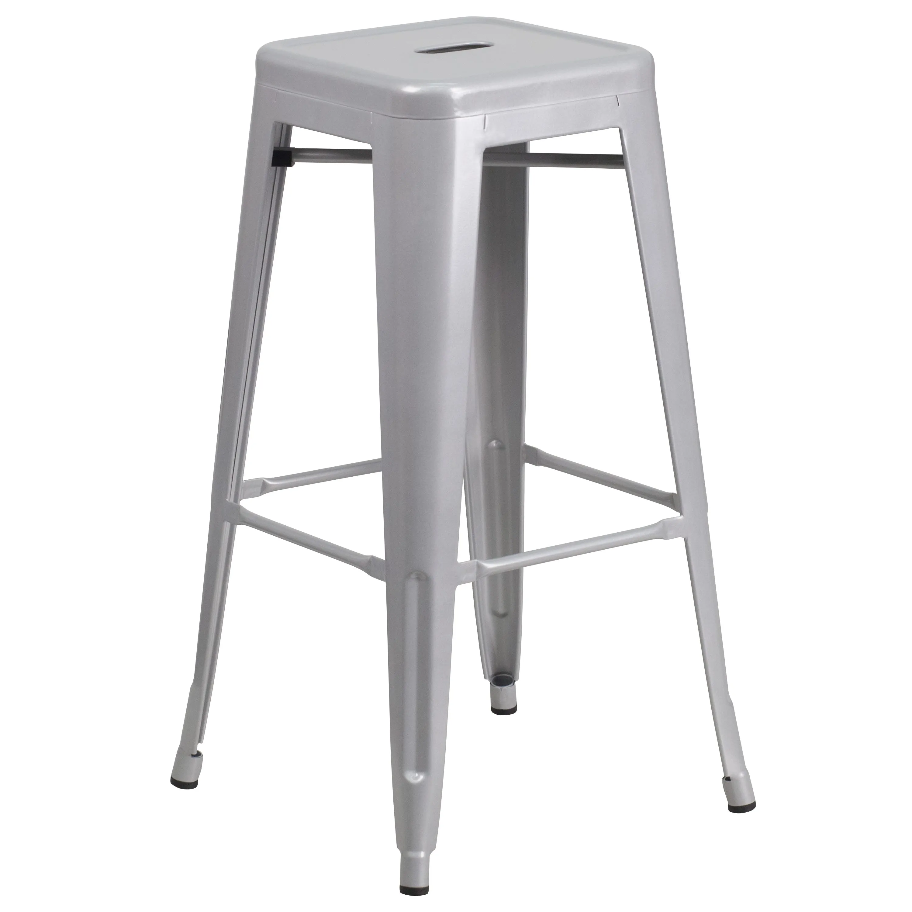 Commercial Grade 30" High Backless Metal Indoor-Outdoor Barstool with Square Seat