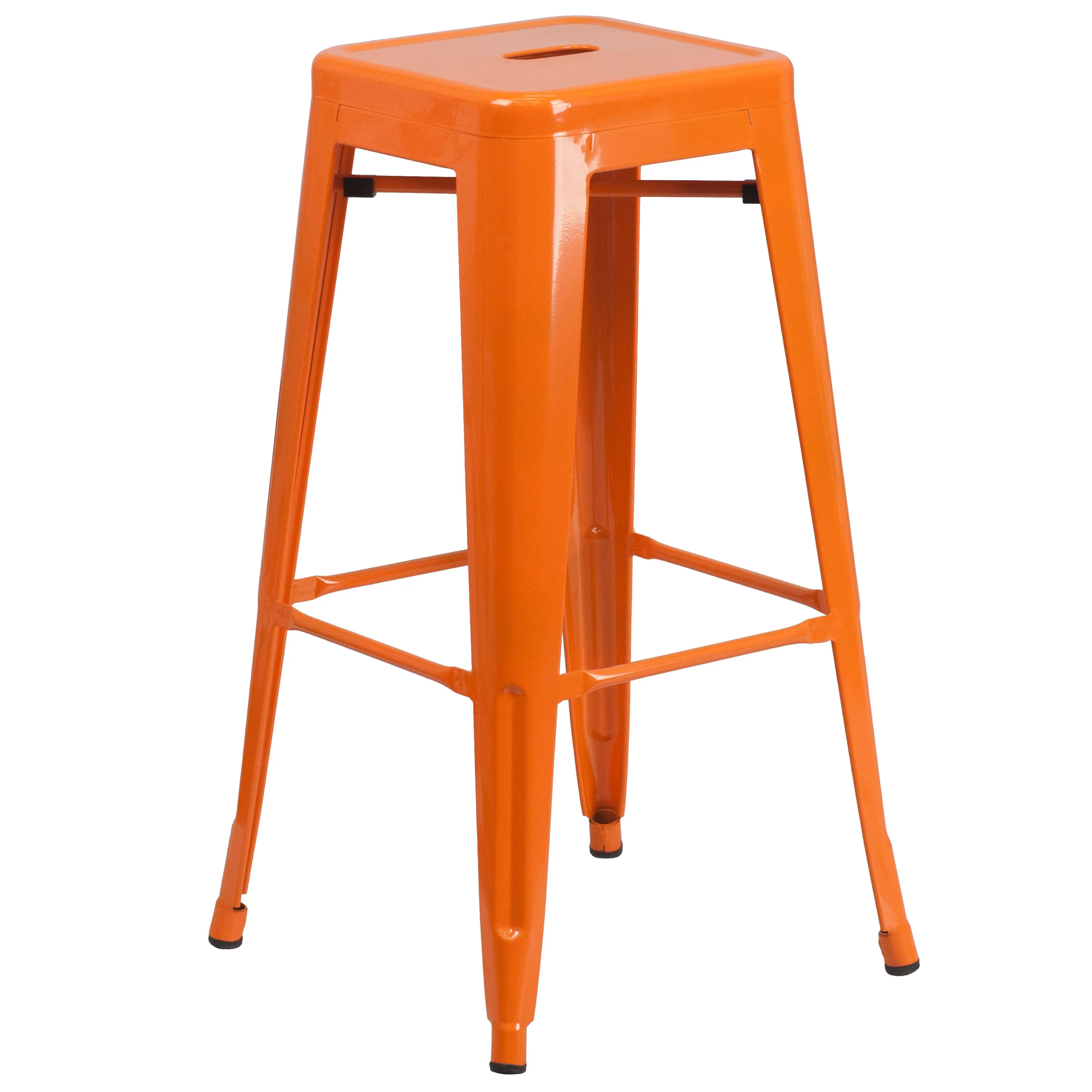 Commercial Grade 30" High Backless Metal Indoor-Outdoor Barstool with Square Seat