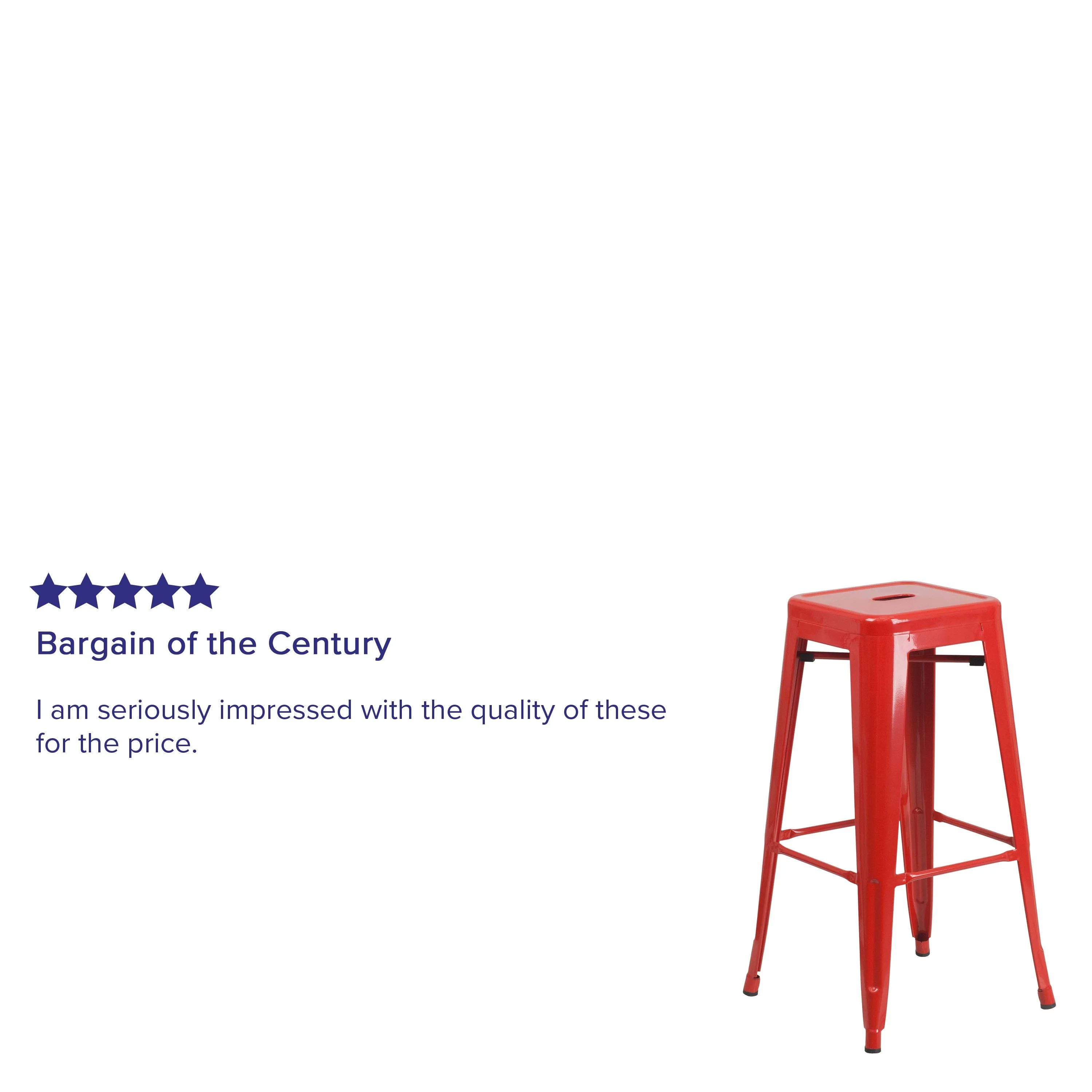 Commercial Grade 30" High Backless Metal Indoor-Outdoor Barstool with Square Seat