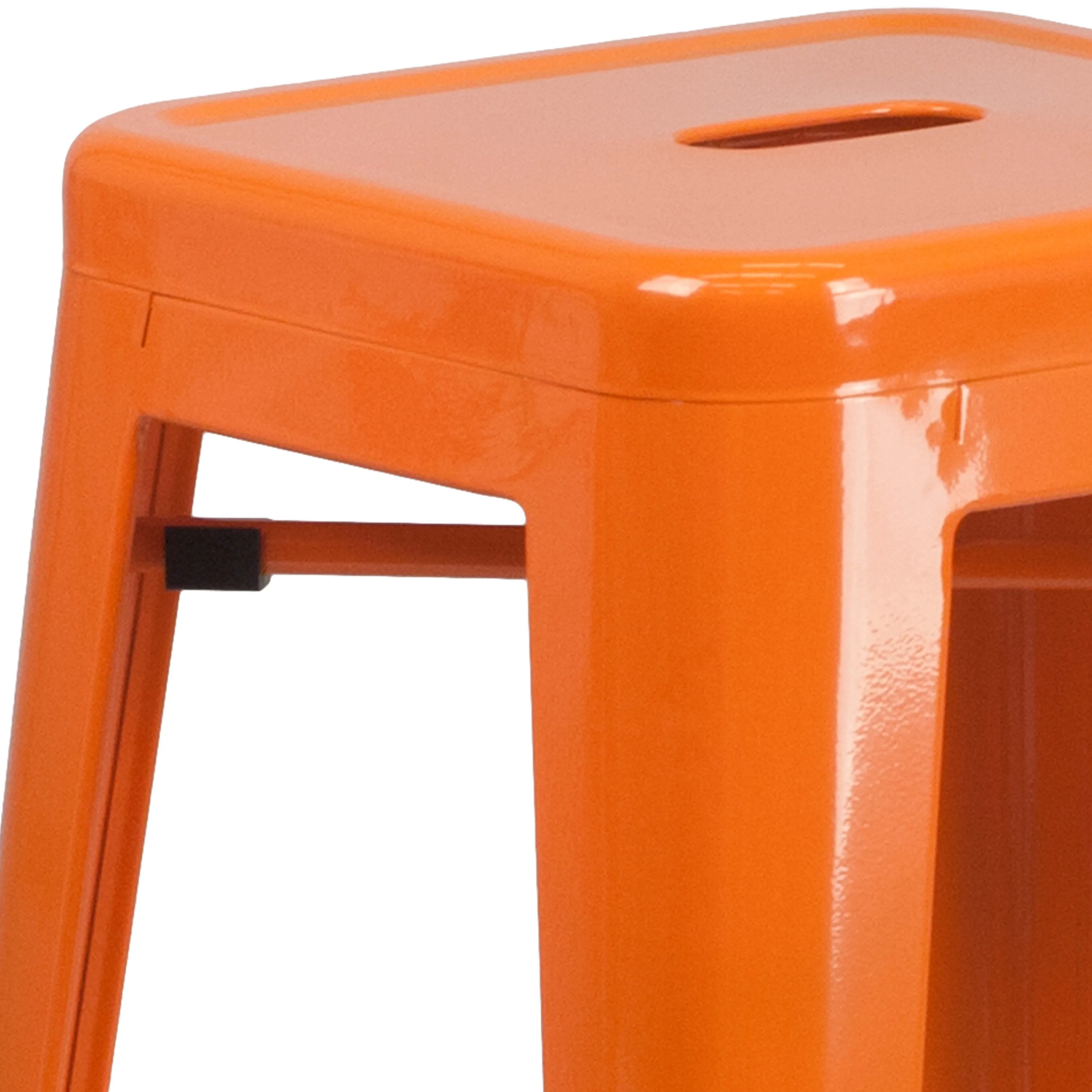 Commercial Grade 30" High Backless Metal Indoor-Outdoor Barstool with Square Seat