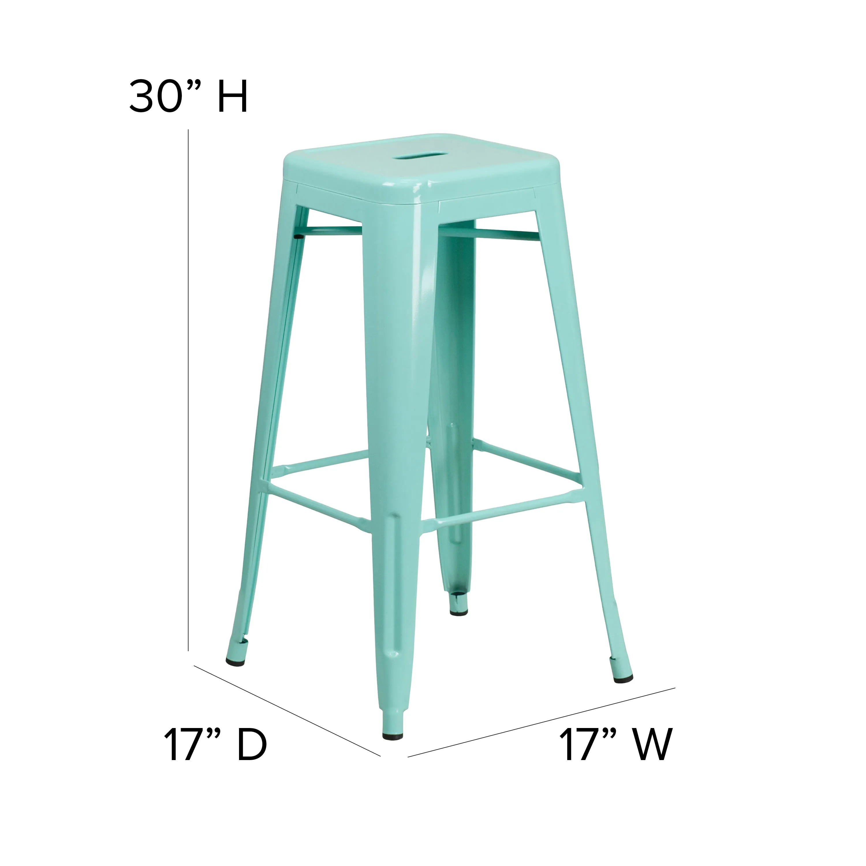 Commercial Grade 30" High Backless Metal Indoor-Outdoor Barstool with Square Seat